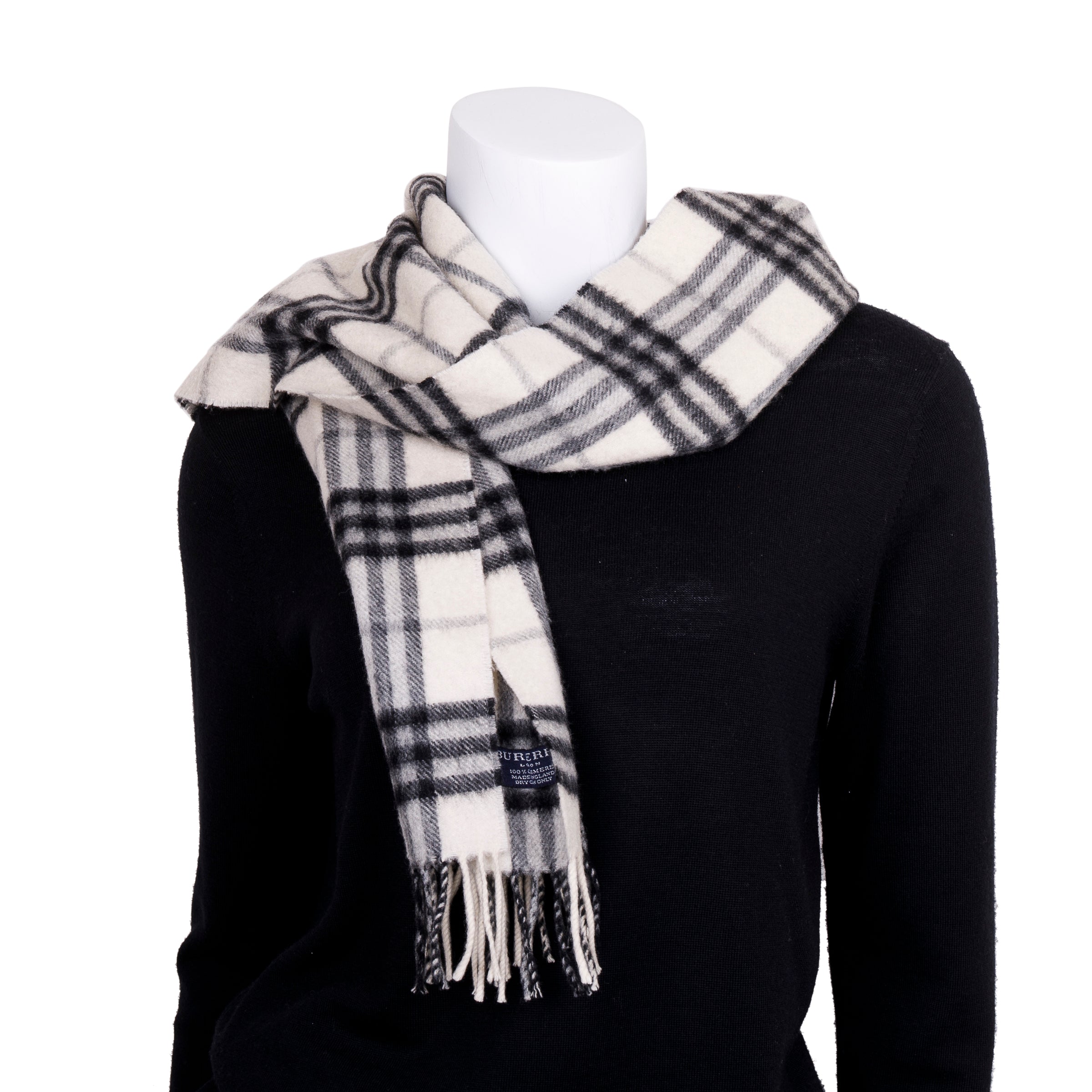Burberry Black & White Cashmere Scarf