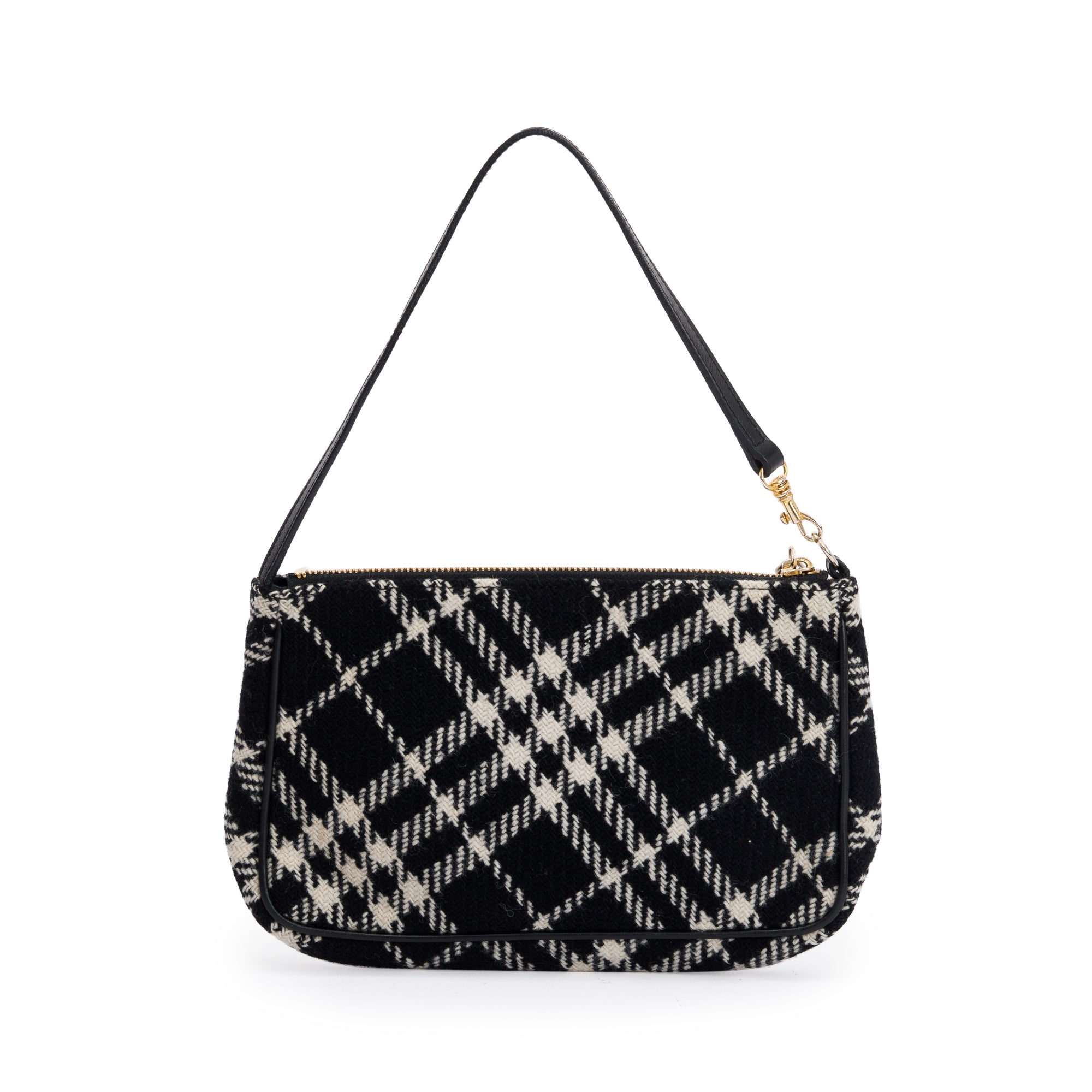 Burberry Black & White Check Wool Pochette