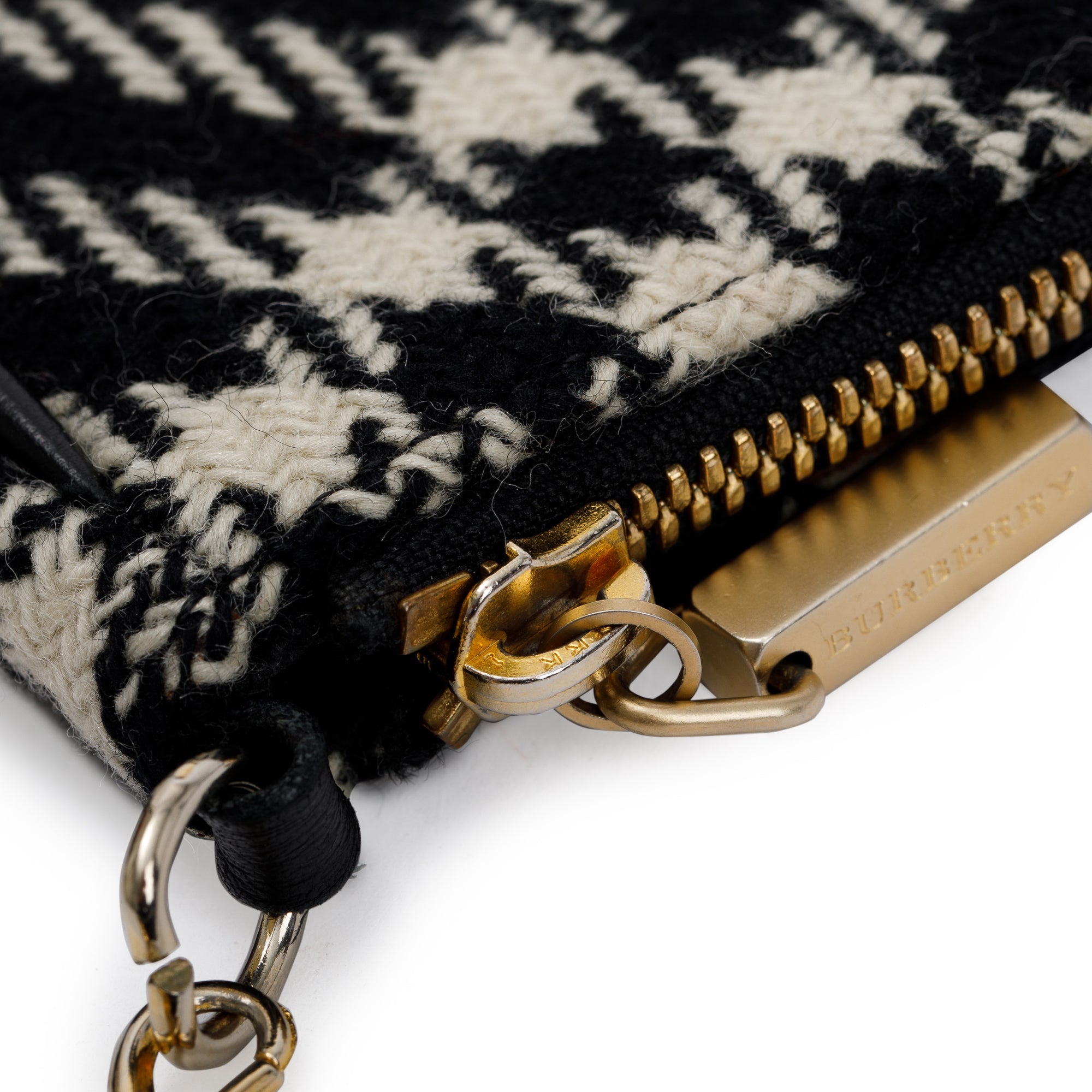 Burberry Black & White Check Wool Pochette
