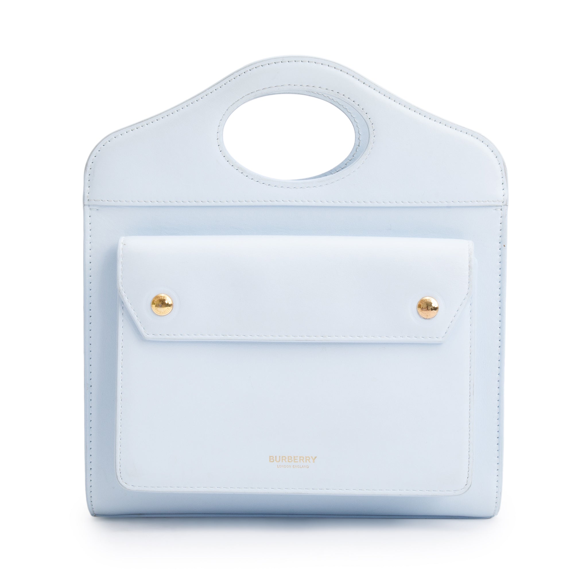 Burberry Blue Calfskin Leather Mini Pocket Bag w/ Strap & Box