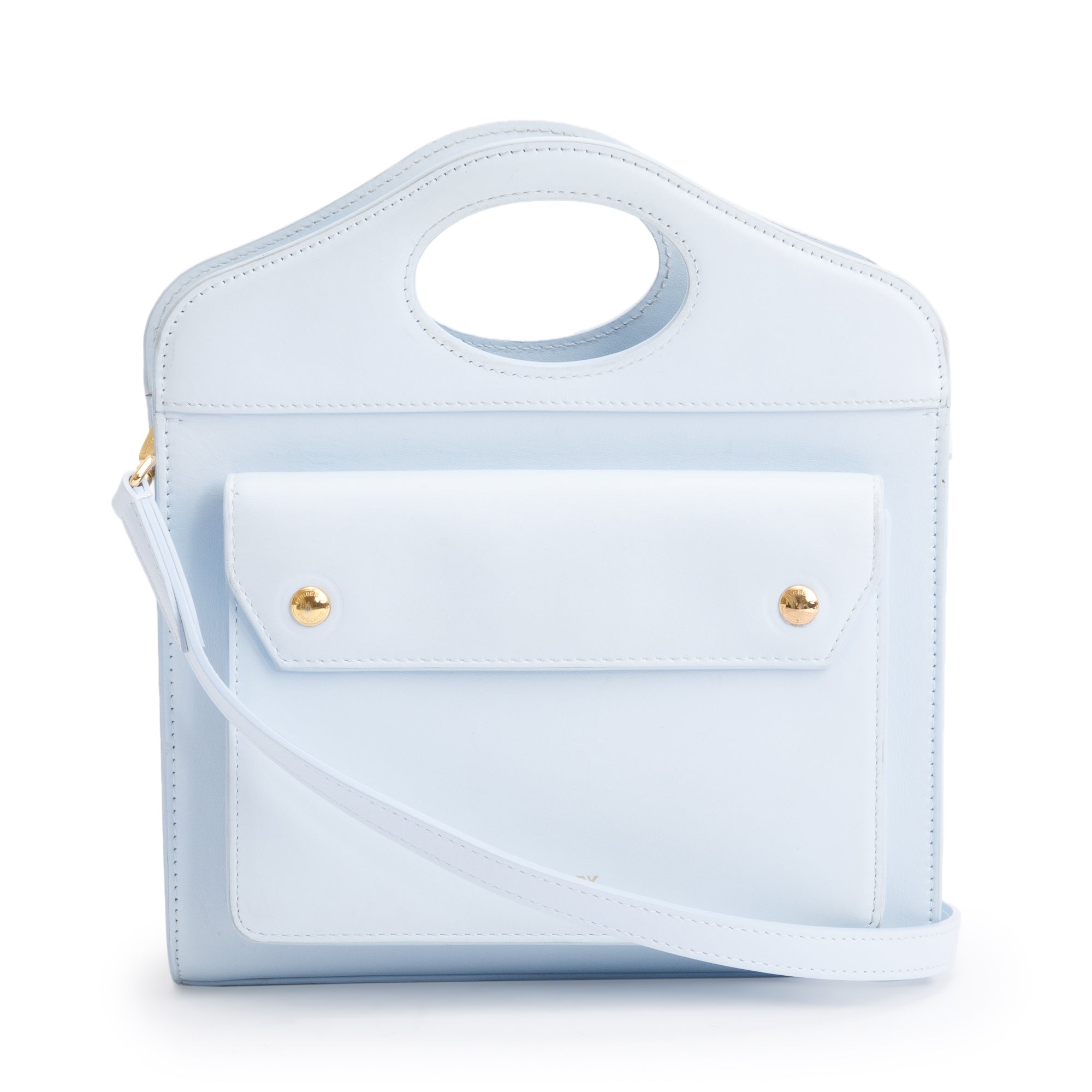 Burberry Blue Calfskin Leather Mini Pocket Bag w/ Strap & Box