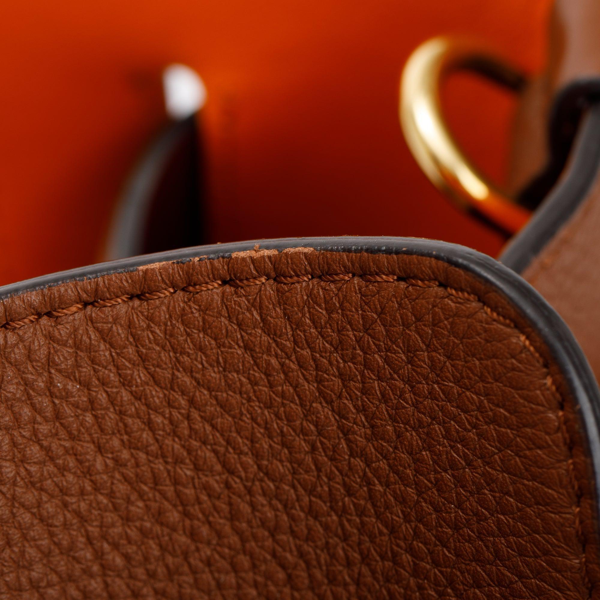 Burberry Brown Grained Calfskin Leather Medium Belt Tote Bag w/ Strap