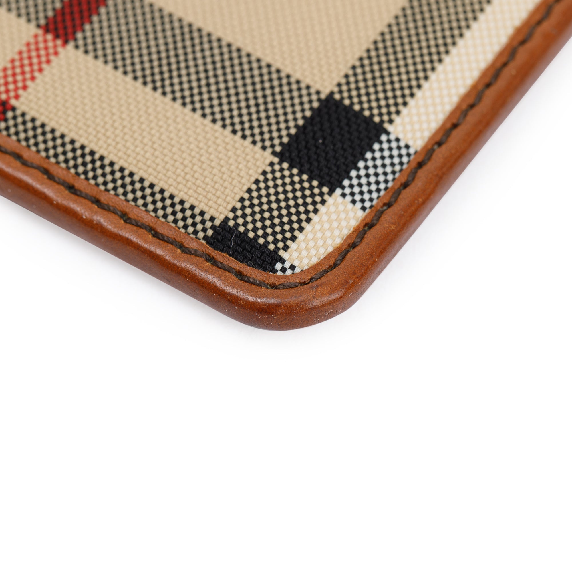 Burberry Brown Leather Nova Check Canvas Phone Case