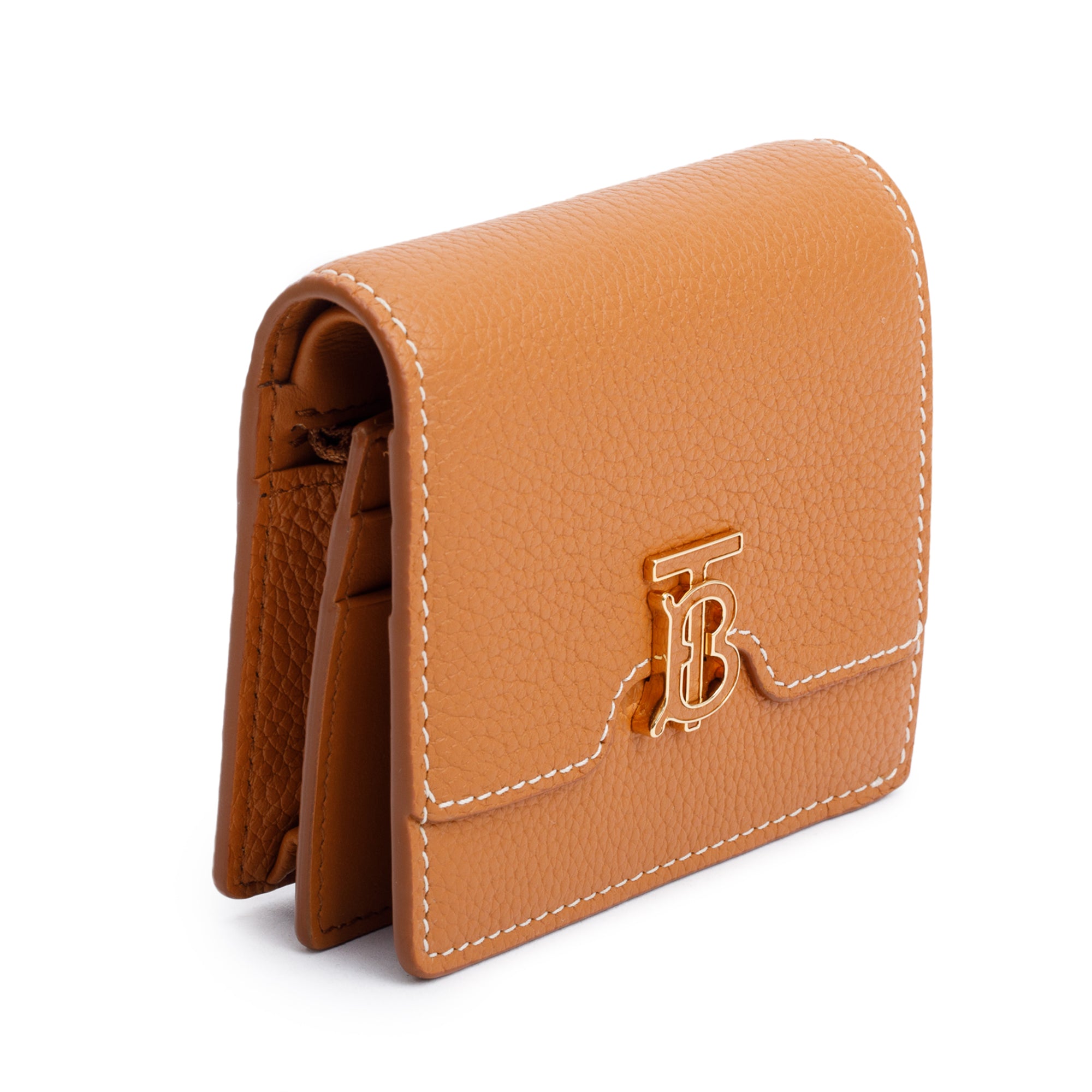 Burberry Brown Leather TB Compact Wallet w/ Box