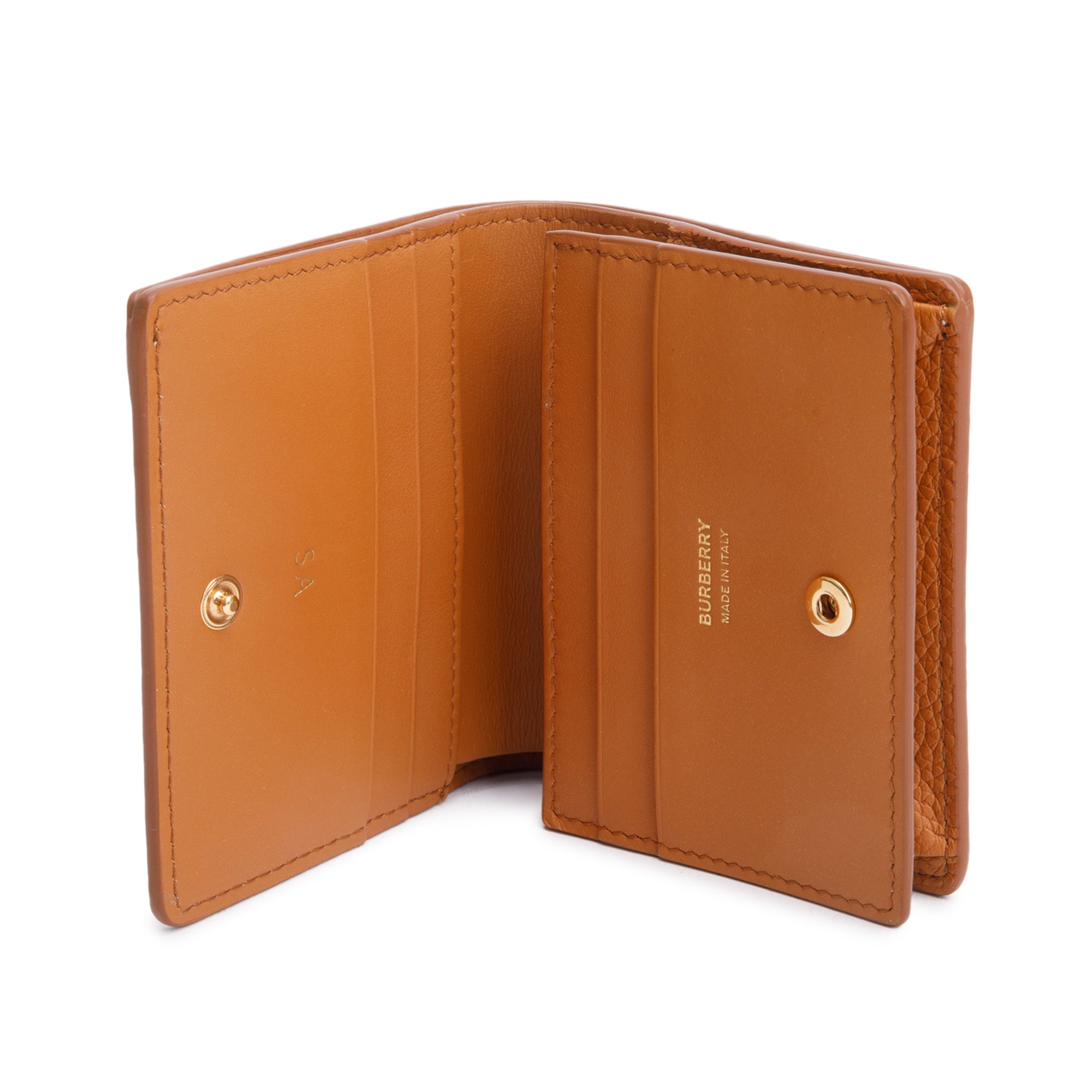 Burberry Brown Leather TB Compact Wallet w/ Box