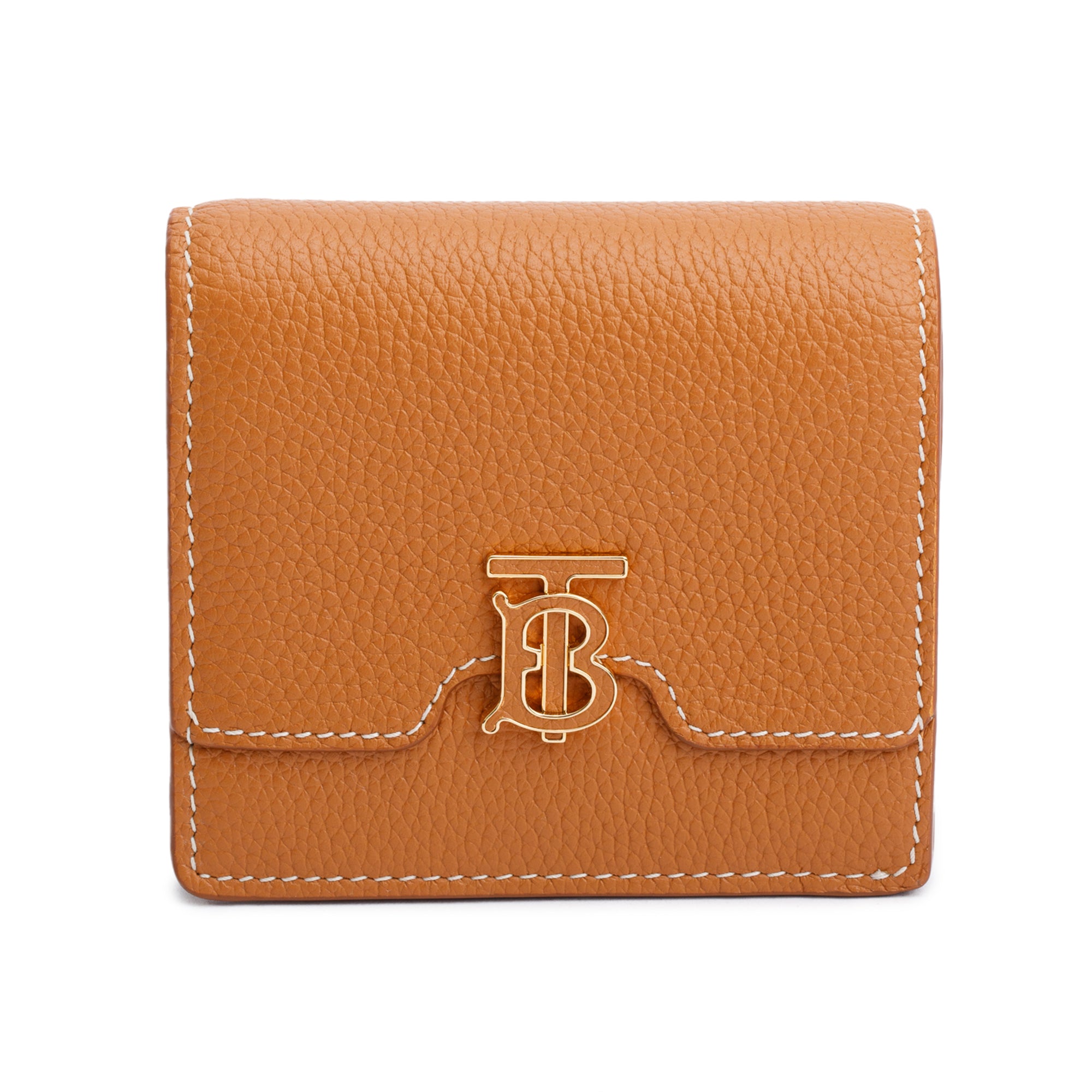 Burberry Brown Leather TB Compact Wallet w/ Box