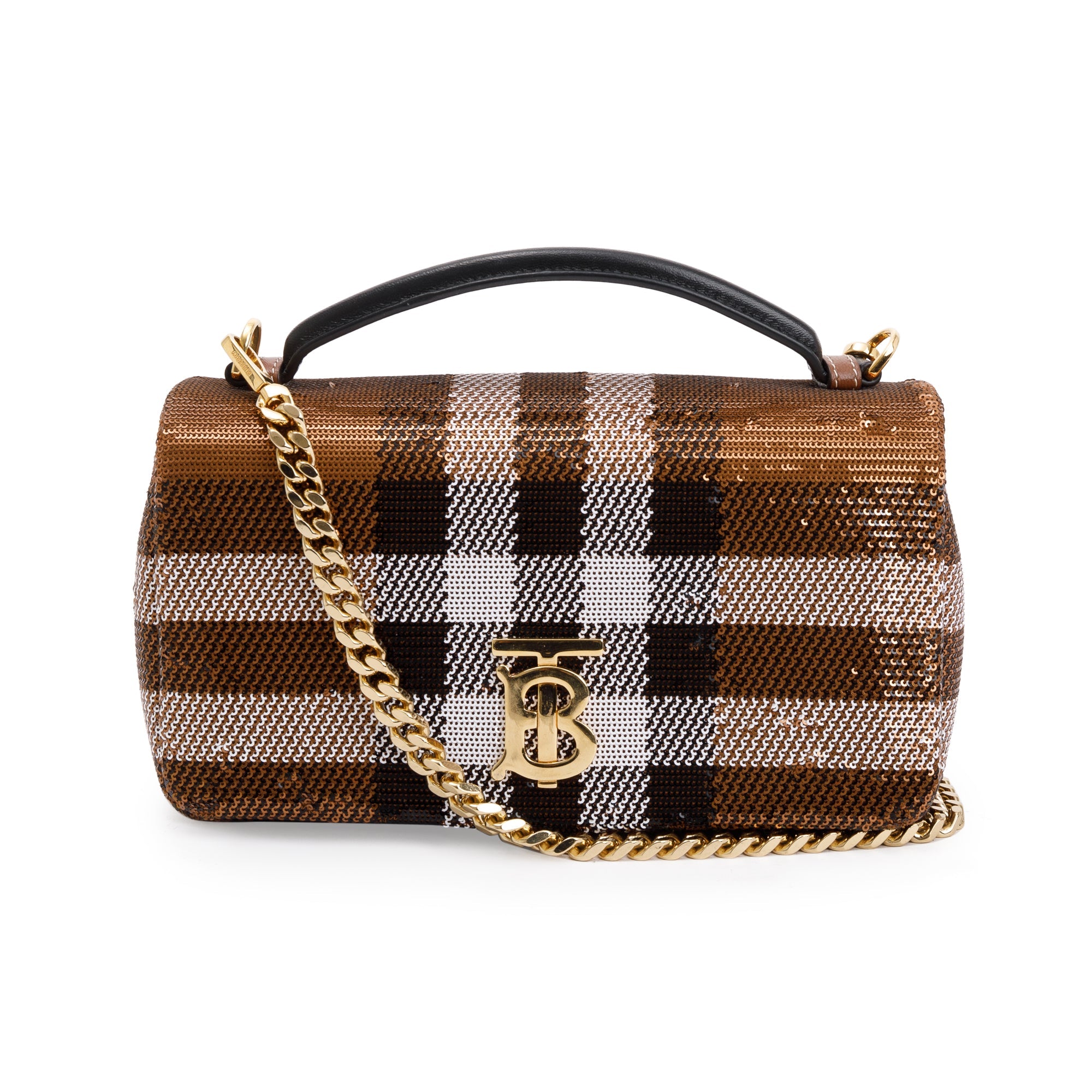 Burberry Brown Sequin Check Small Lola TB Shoulder Bag