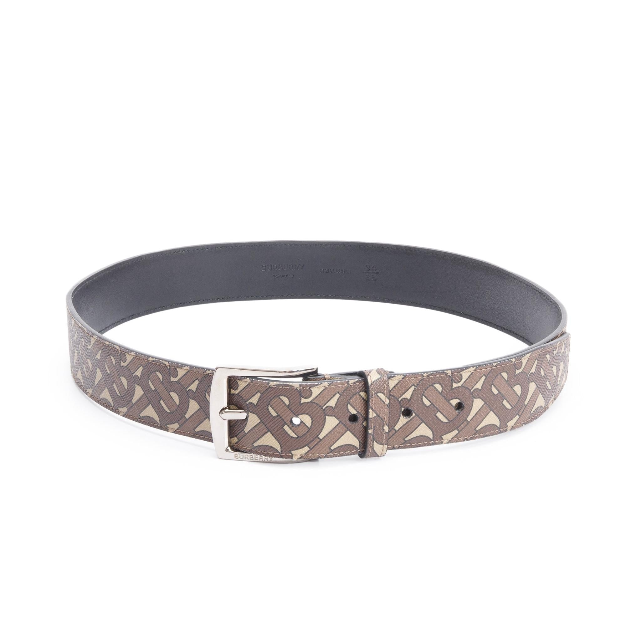 Burberry Brown TB Monogram Canvas Belt 85 34