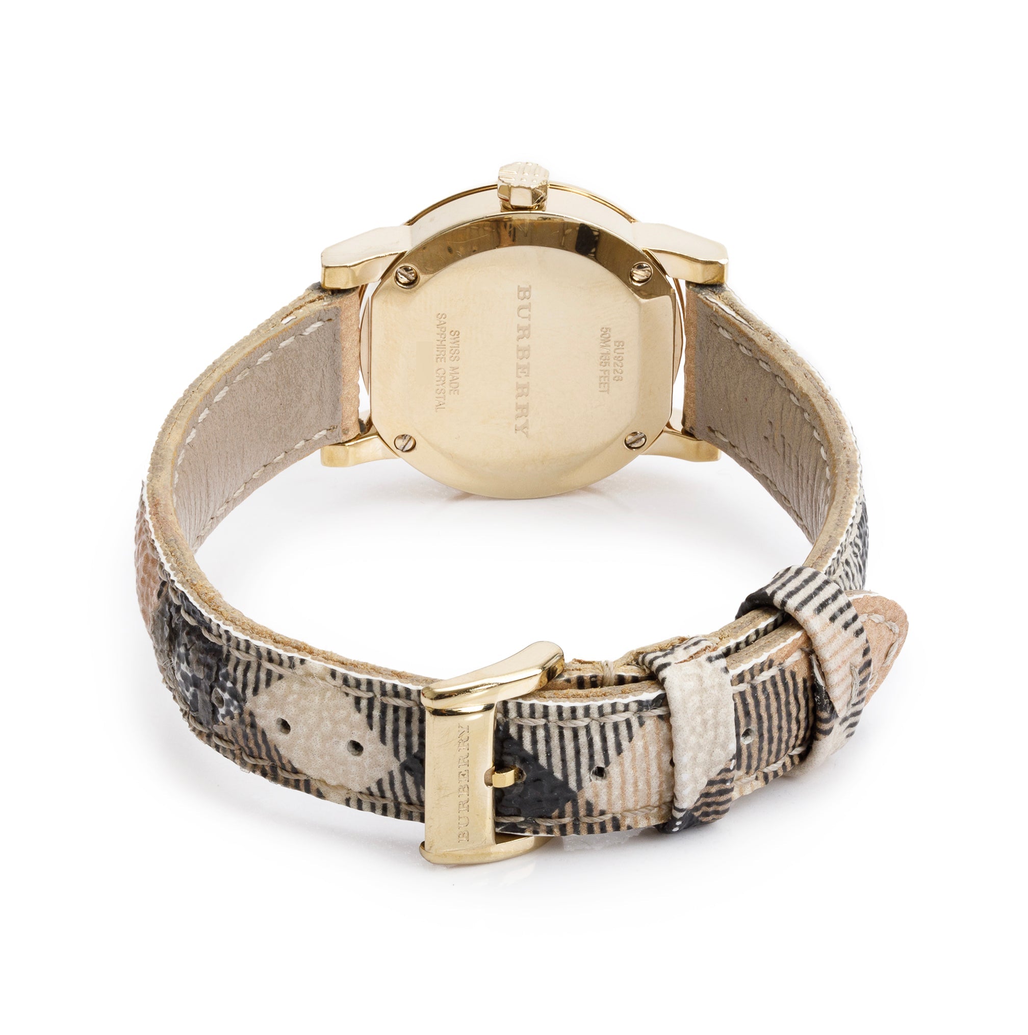 Burberry Gold-Plated Stainless Steel The City 26 MM Nova Check Watch BU9226