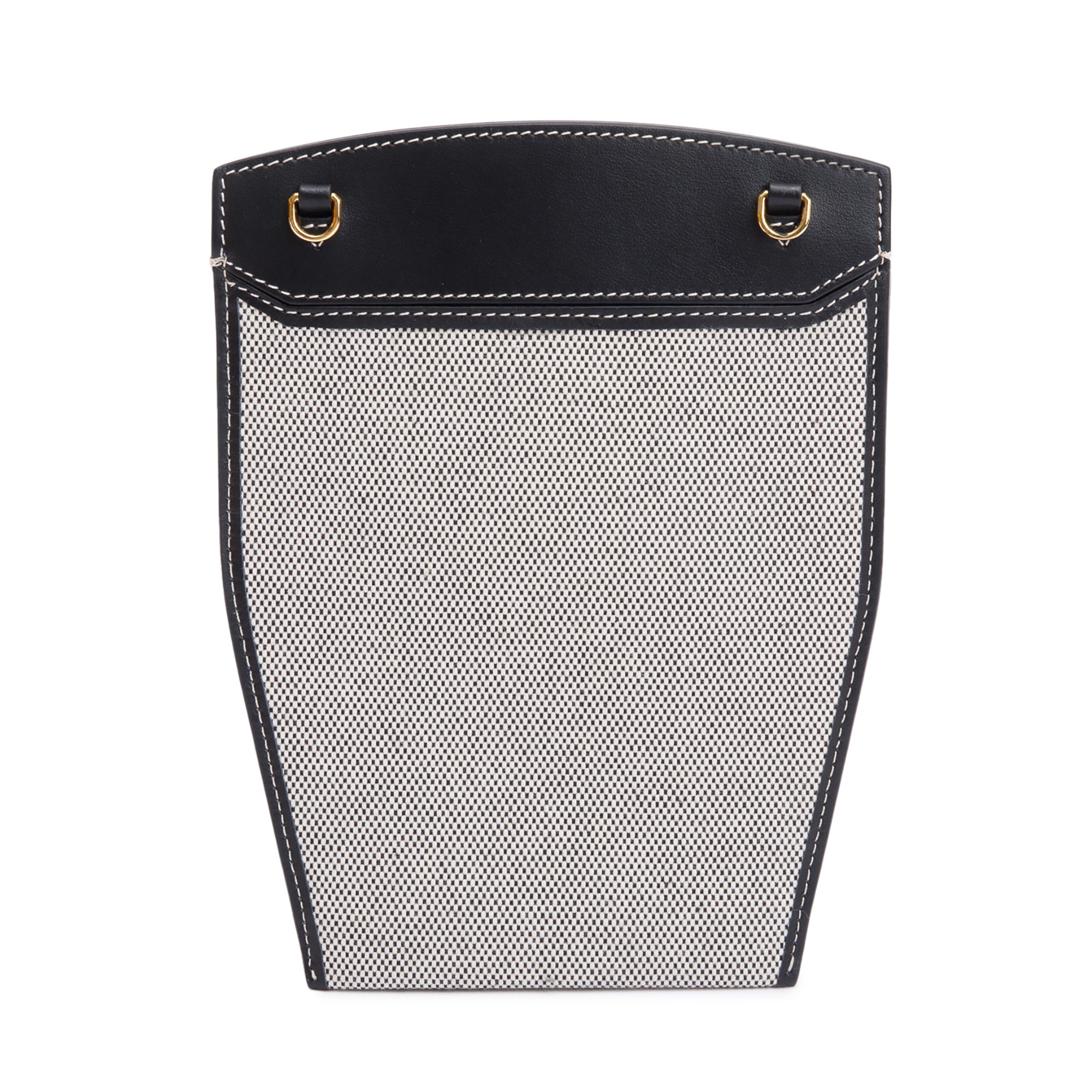 Burberry Grey Canvas Black Leather Mini Society Phone Holder Crossbody