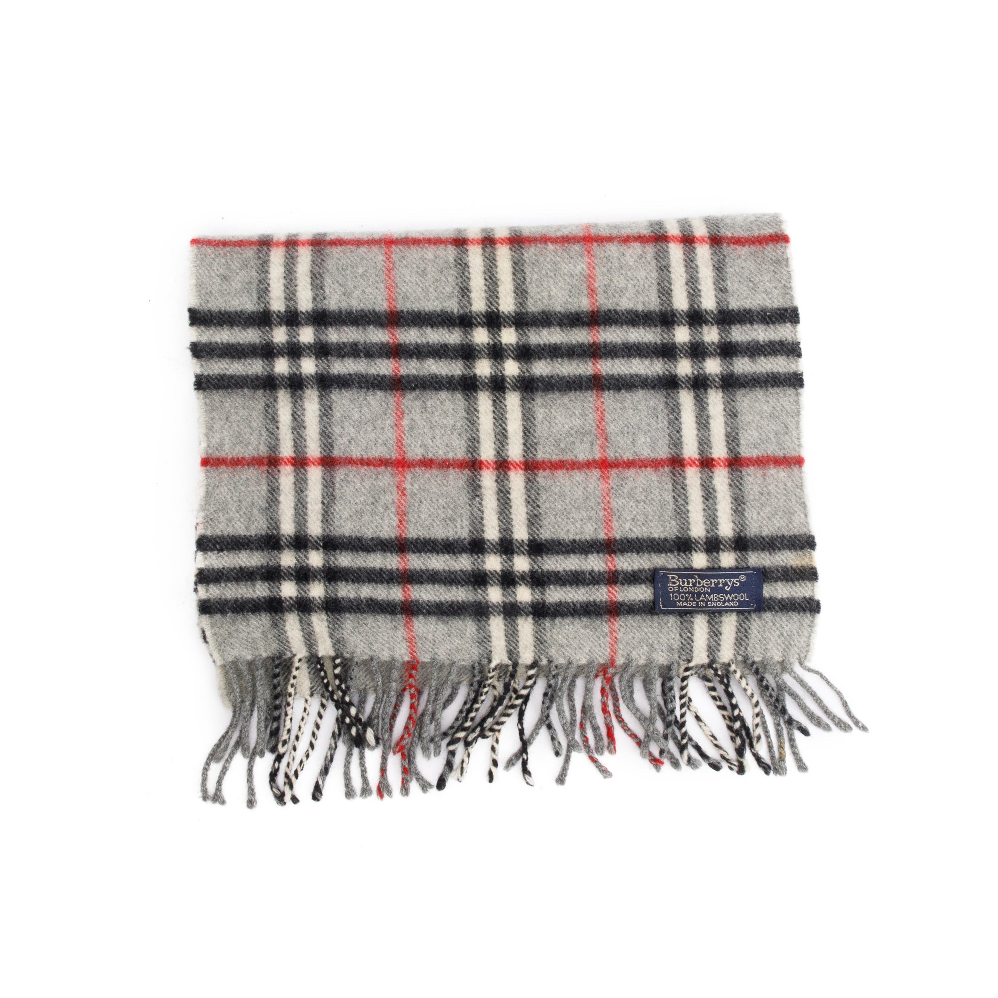 Burberry Grey Check Wool Scarf