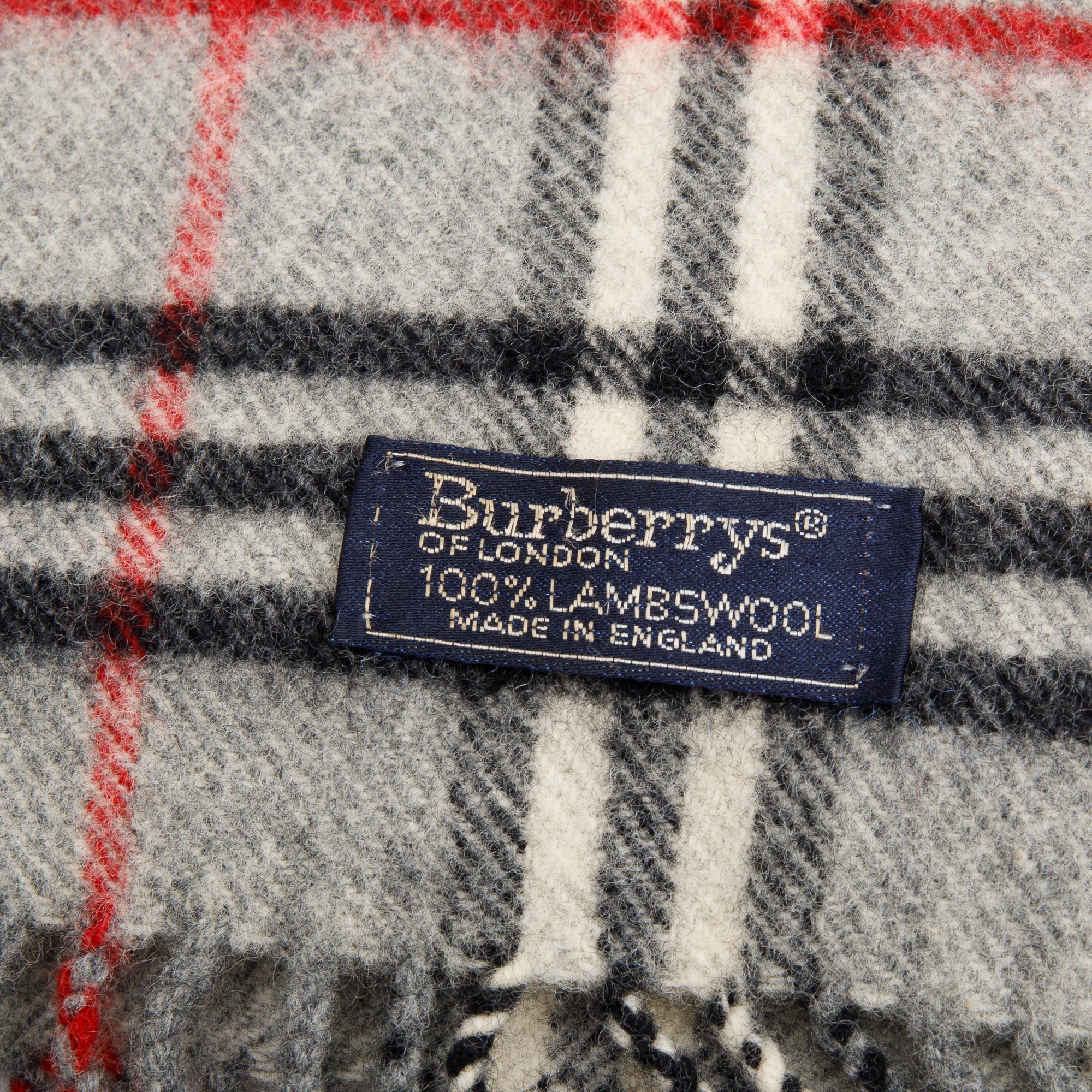 Burberry Grey Check Wool Scarf