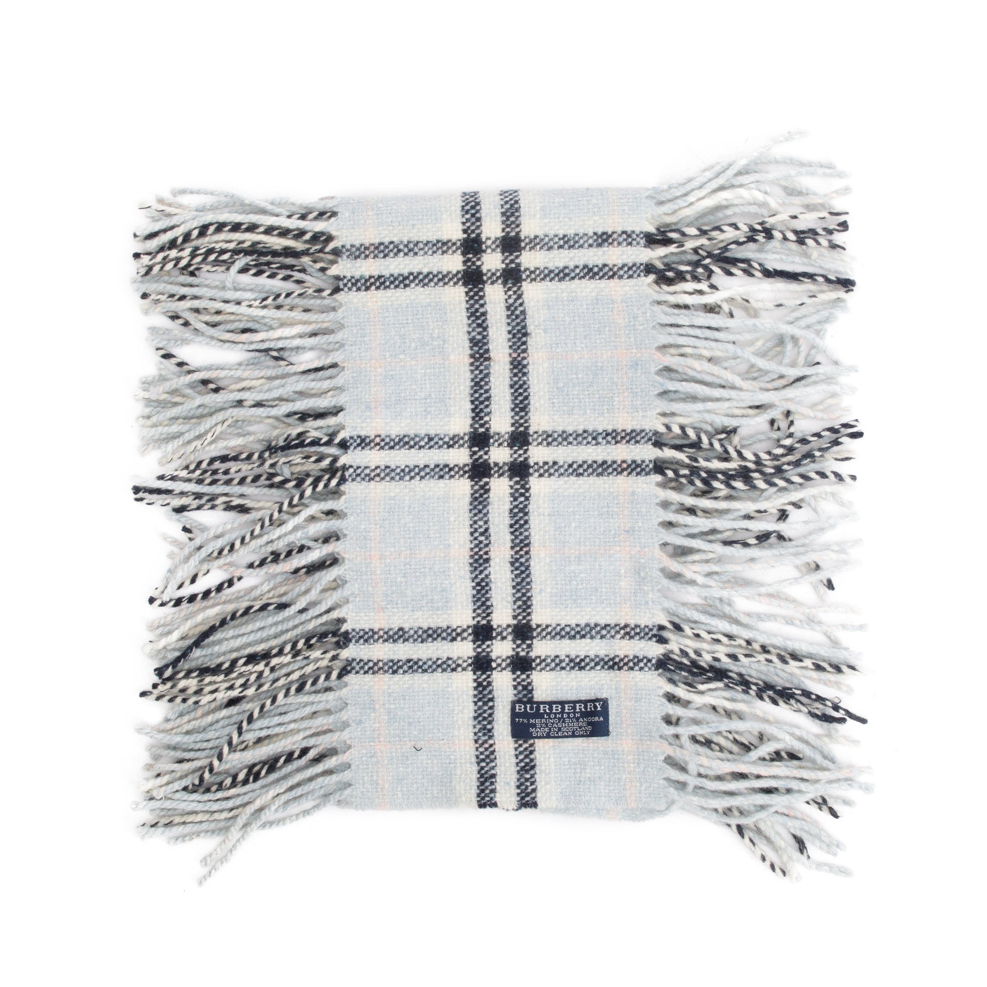 Burberry Grey Multicolor House Check Cashmere Happy Scarf