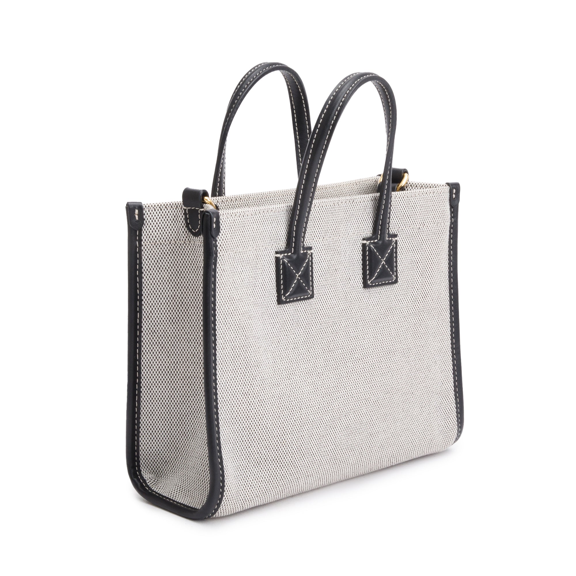 Burberry Greyl Canvas and Black Leather Trim Mini Freya Tote Bag w