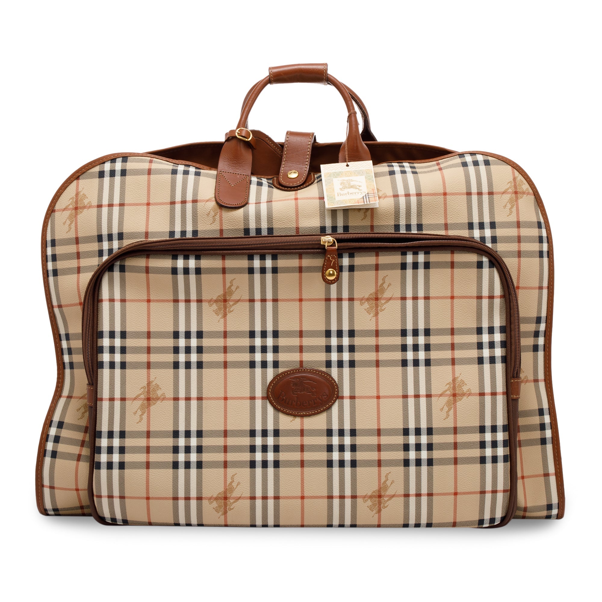 Burberry Haymarket Check Garment Bag w/ 2 Hangers