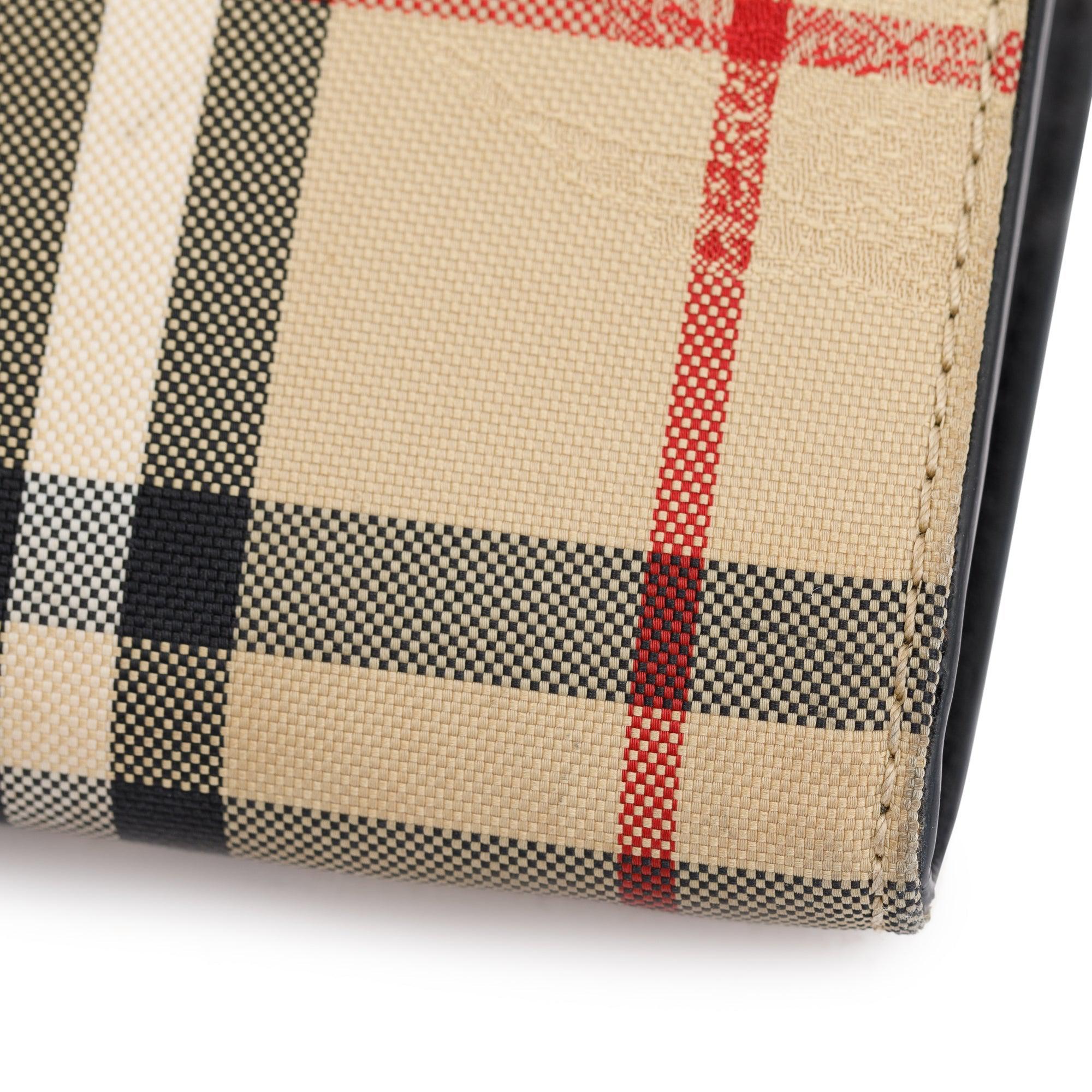 Burberry House Check Black Calfskin Leather Henley Wallet on Chain