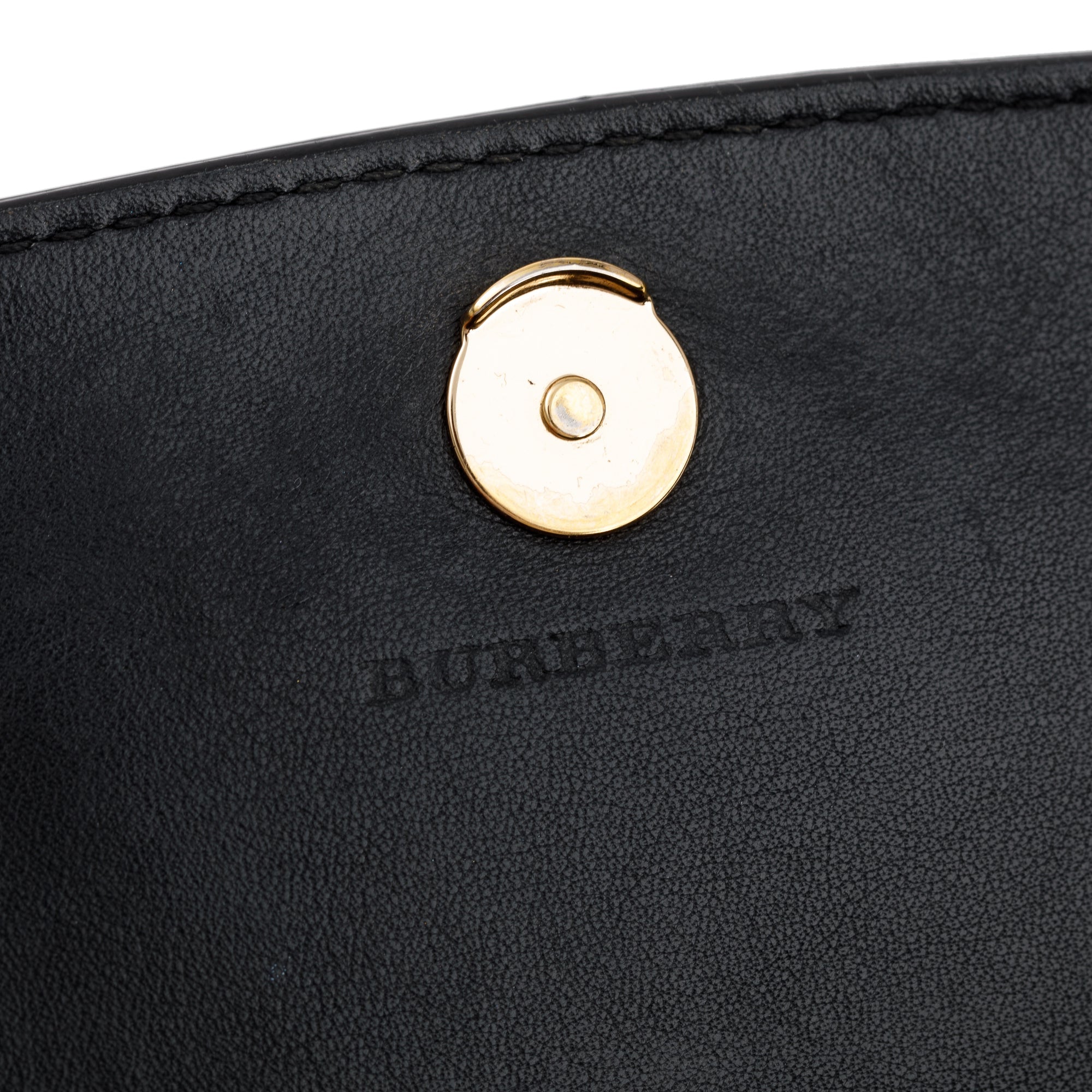 Burberry House Check Black Calfskin Leather Henley Wallet on Chain