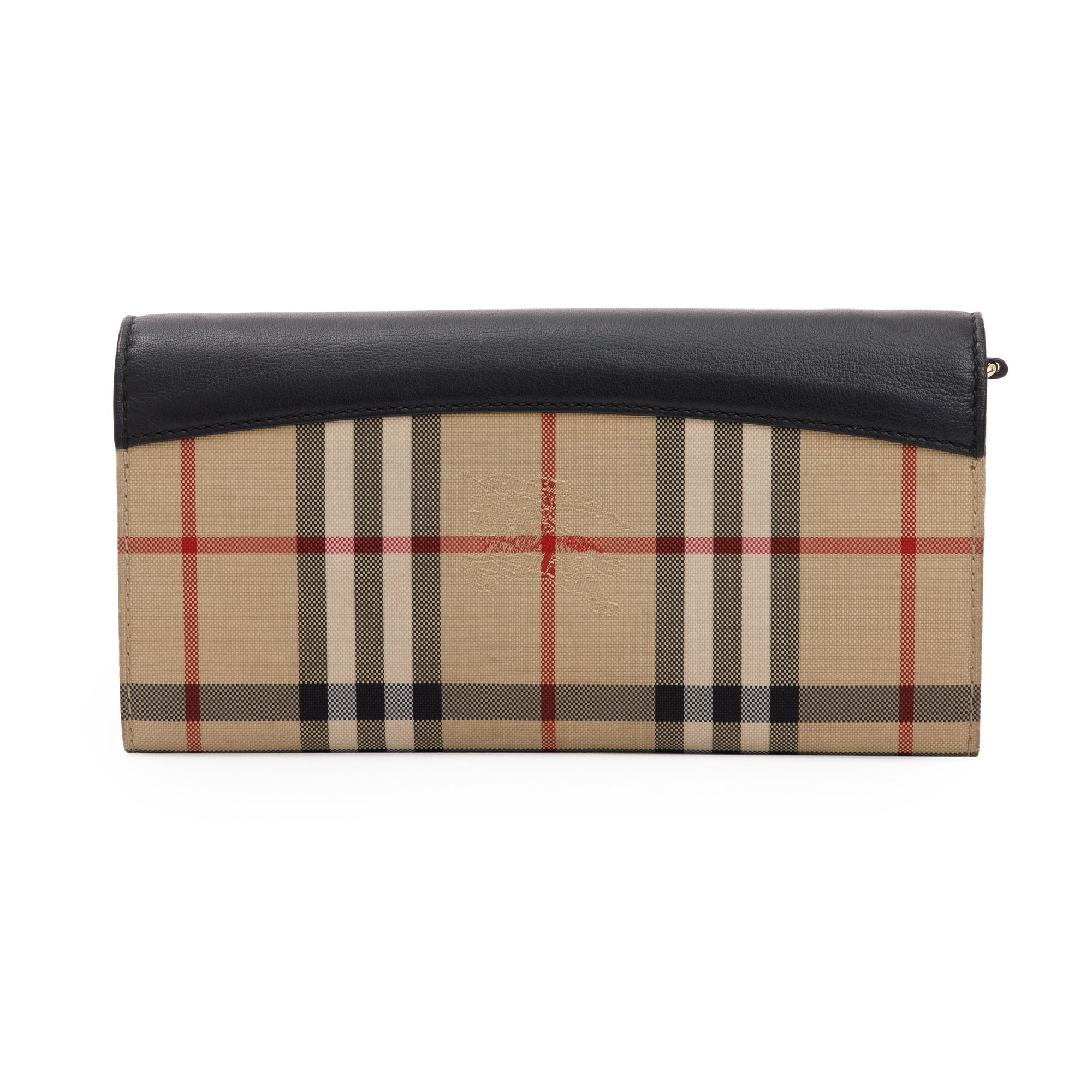 Burberry House Check Black Calfskin Leather Henley Wallet on Chain