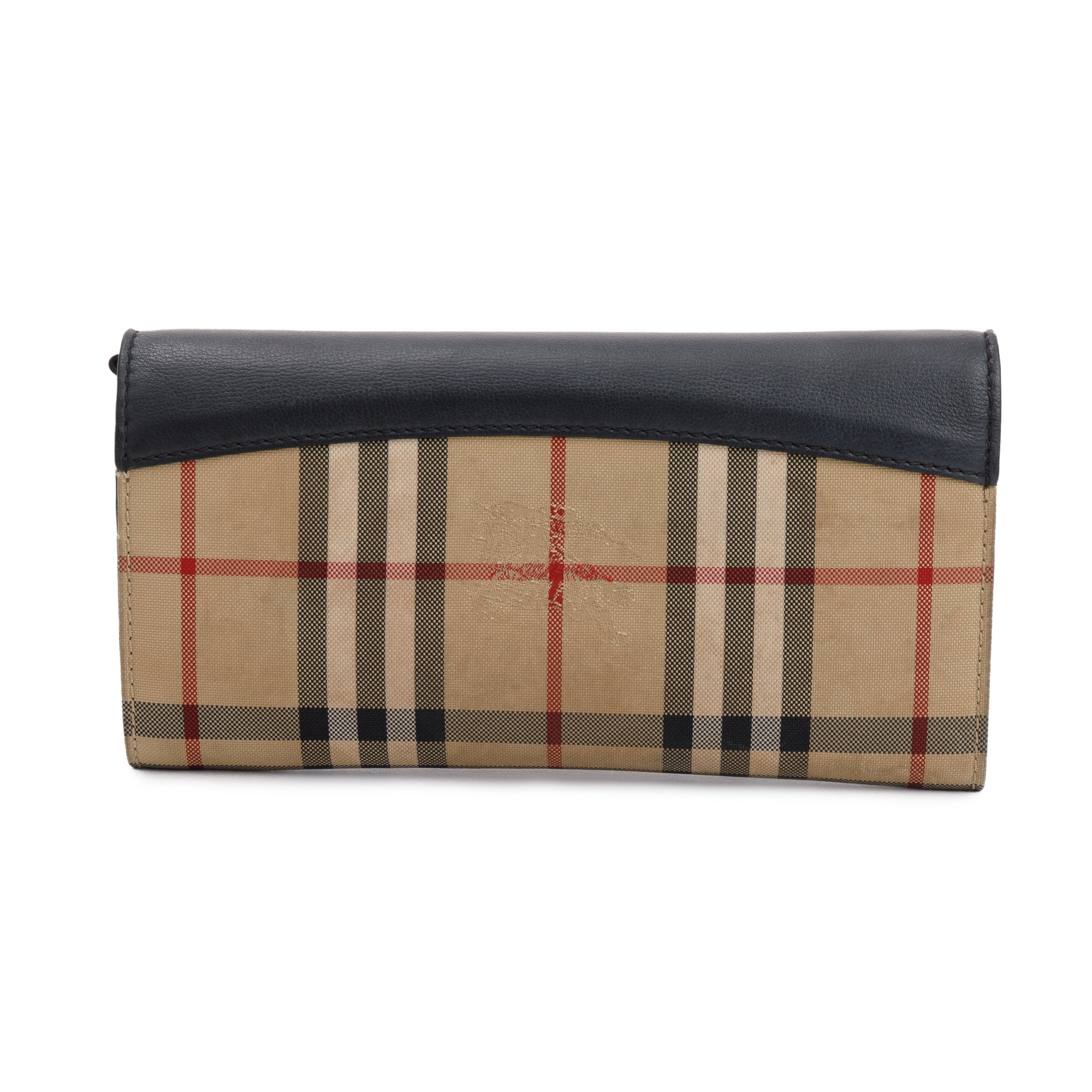 Burberry House Check Black Calfskin Leather Henley Wallet on Chain