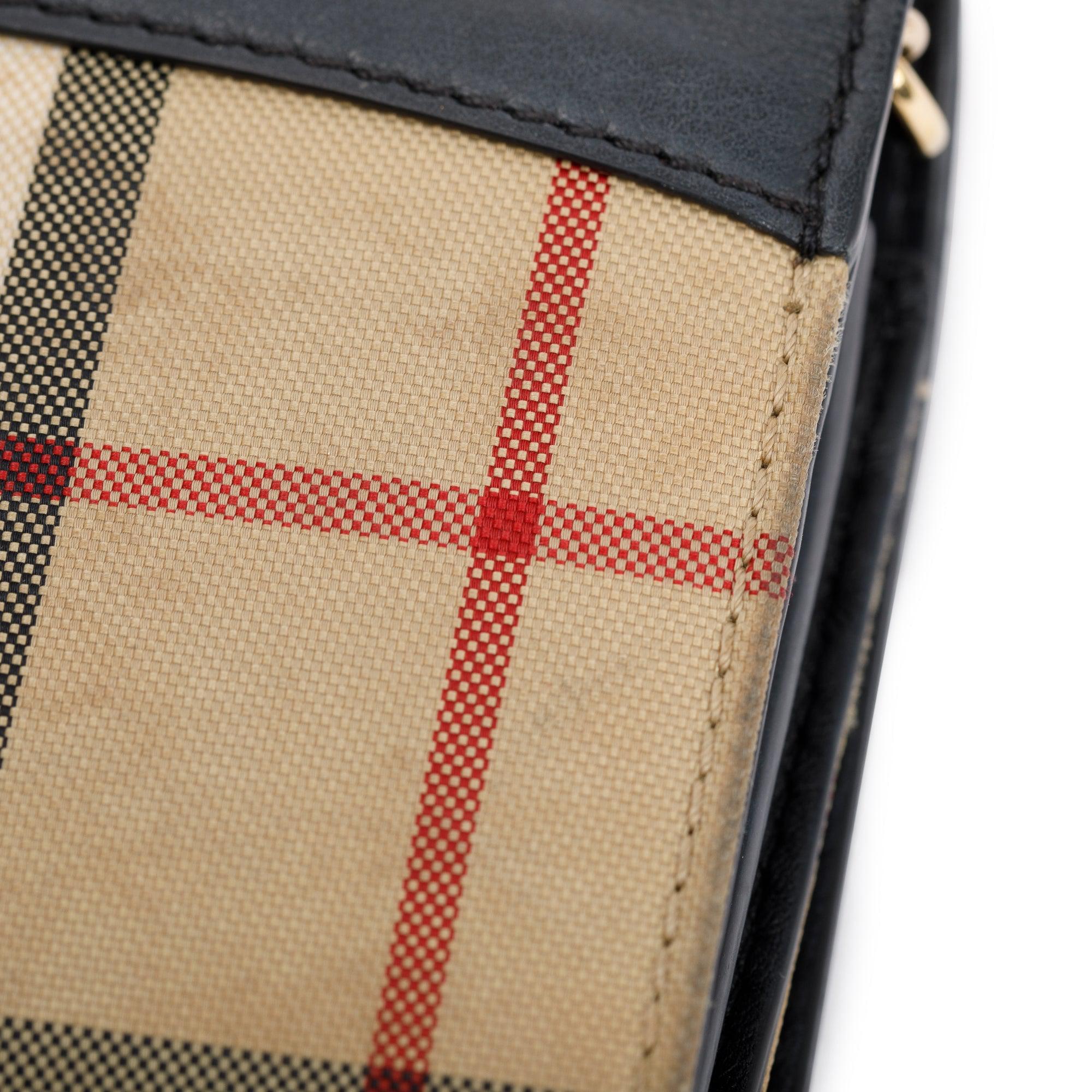 Burberry House Check Black Calfskin Leather Henley Wallet on Chain