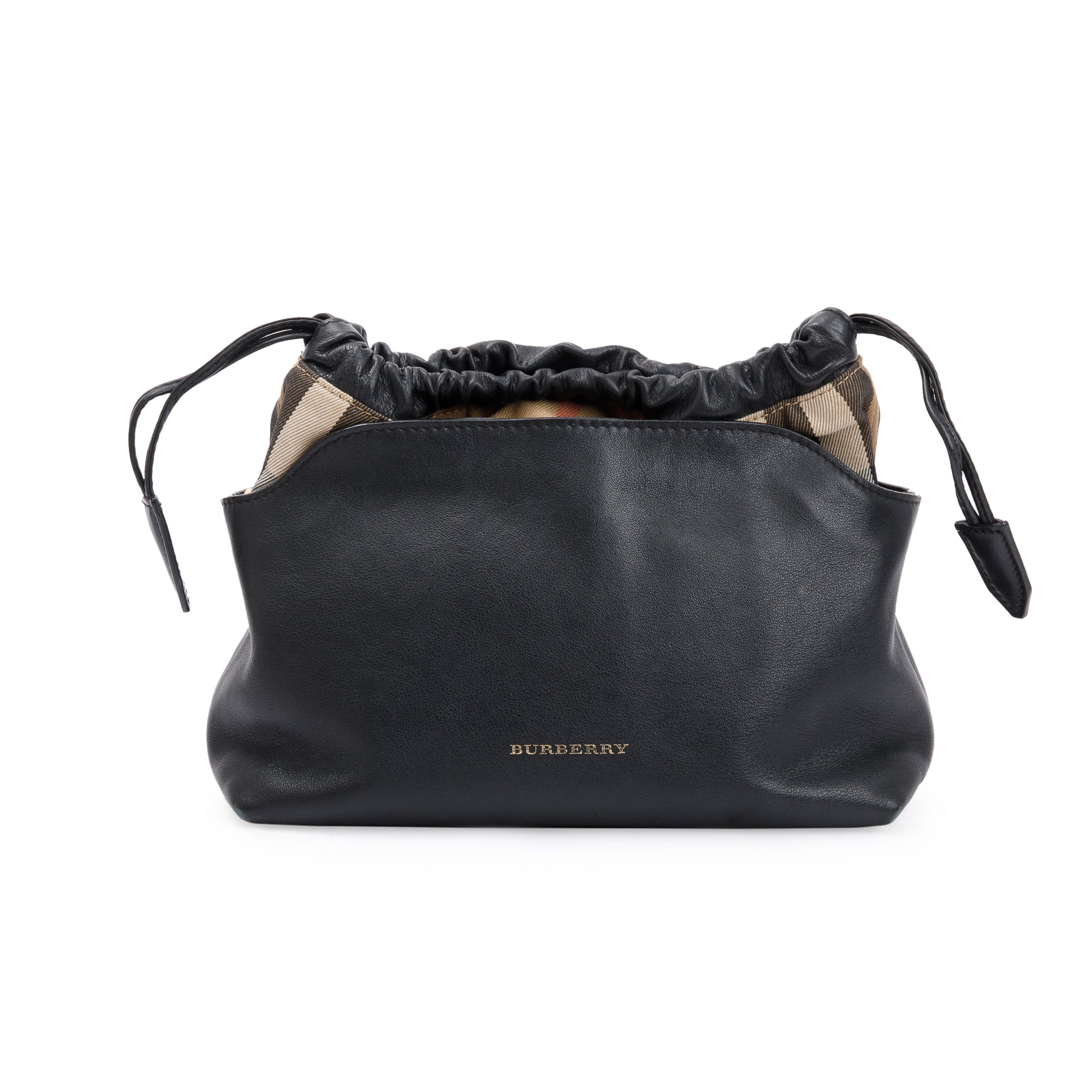 Burberry House Check Black Calfskin Leather Little Crush Crossbody