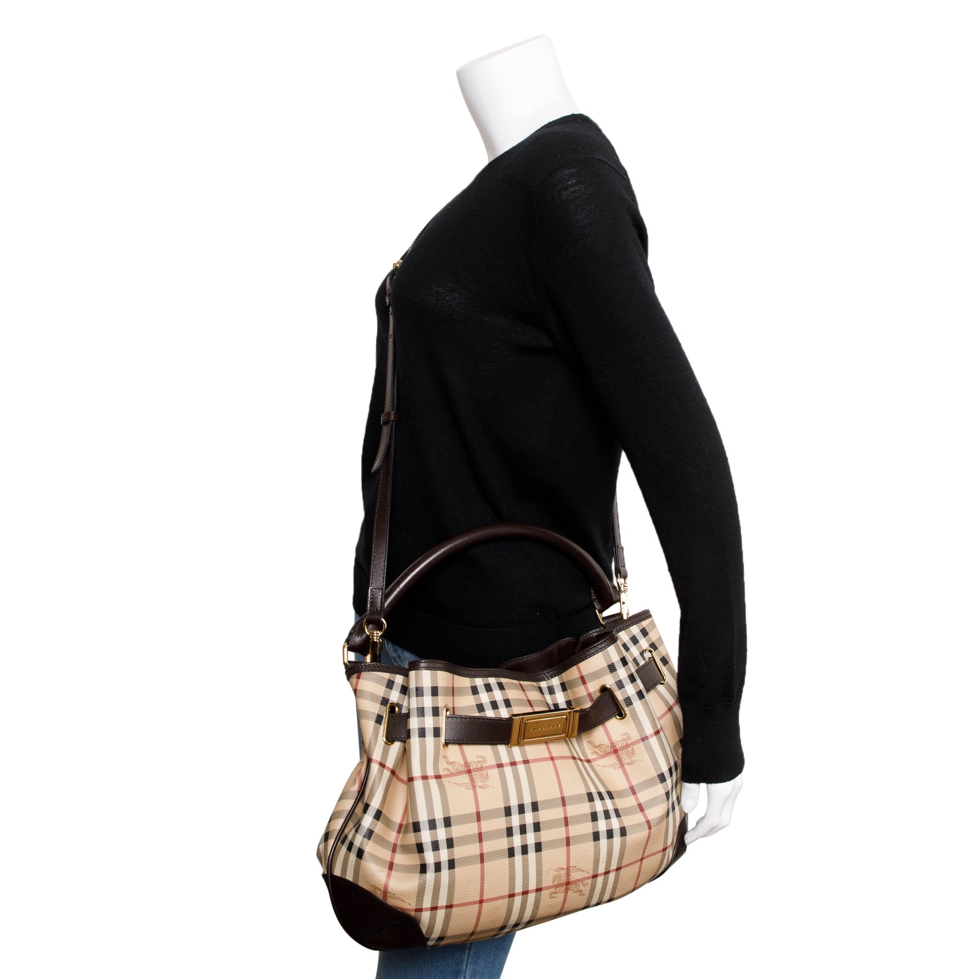 Burberry House Check Canvas Medium Willenmore Hobo Bag w/ Strap