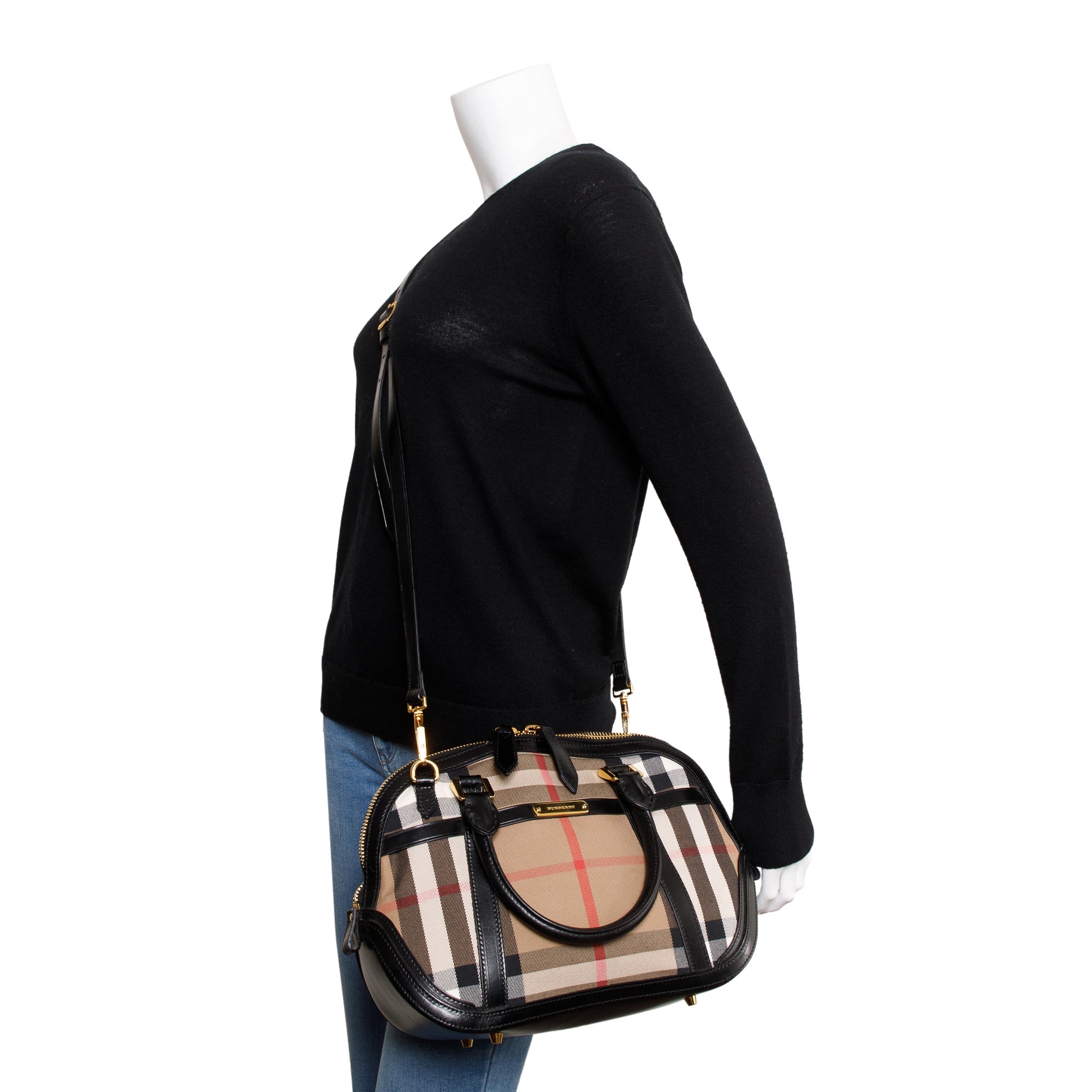 Burberry House Check Small Orchard Bowling Bag w/ Strap