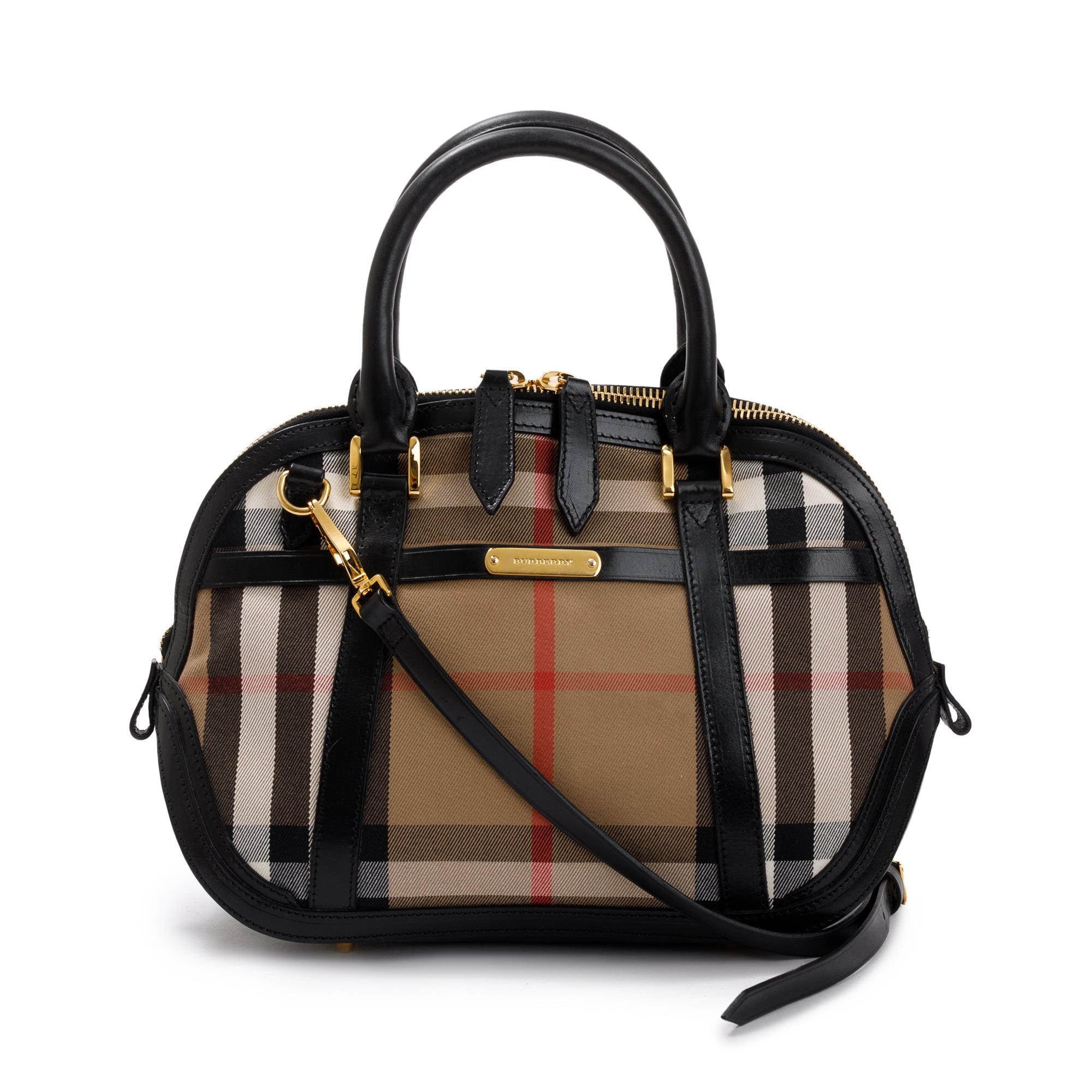 Burberry House Check Small Orchard Bowling Bag w/ Strap