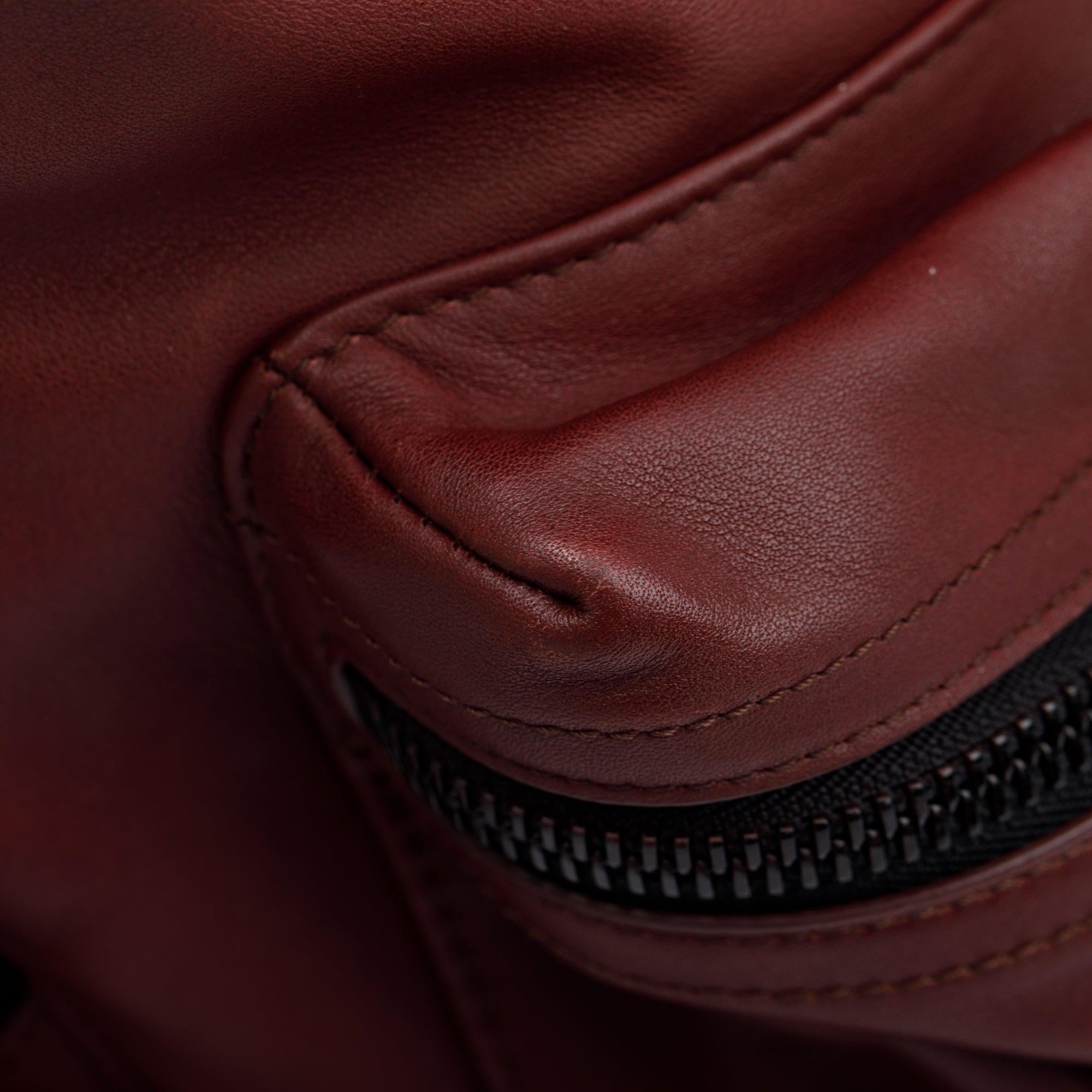 Burberry Large Burgundy Leather Rucksack Backpack