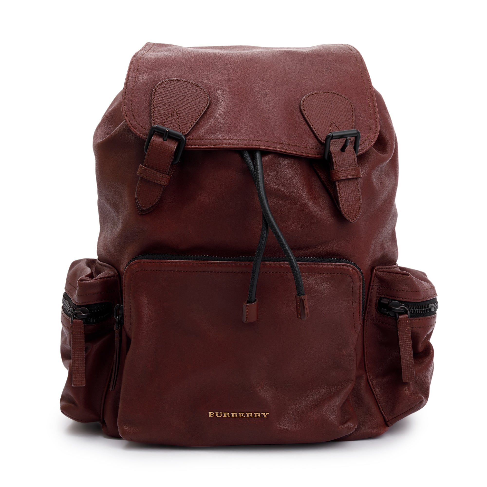 Burberry Large Burgundy Leather Rucksack Backpack