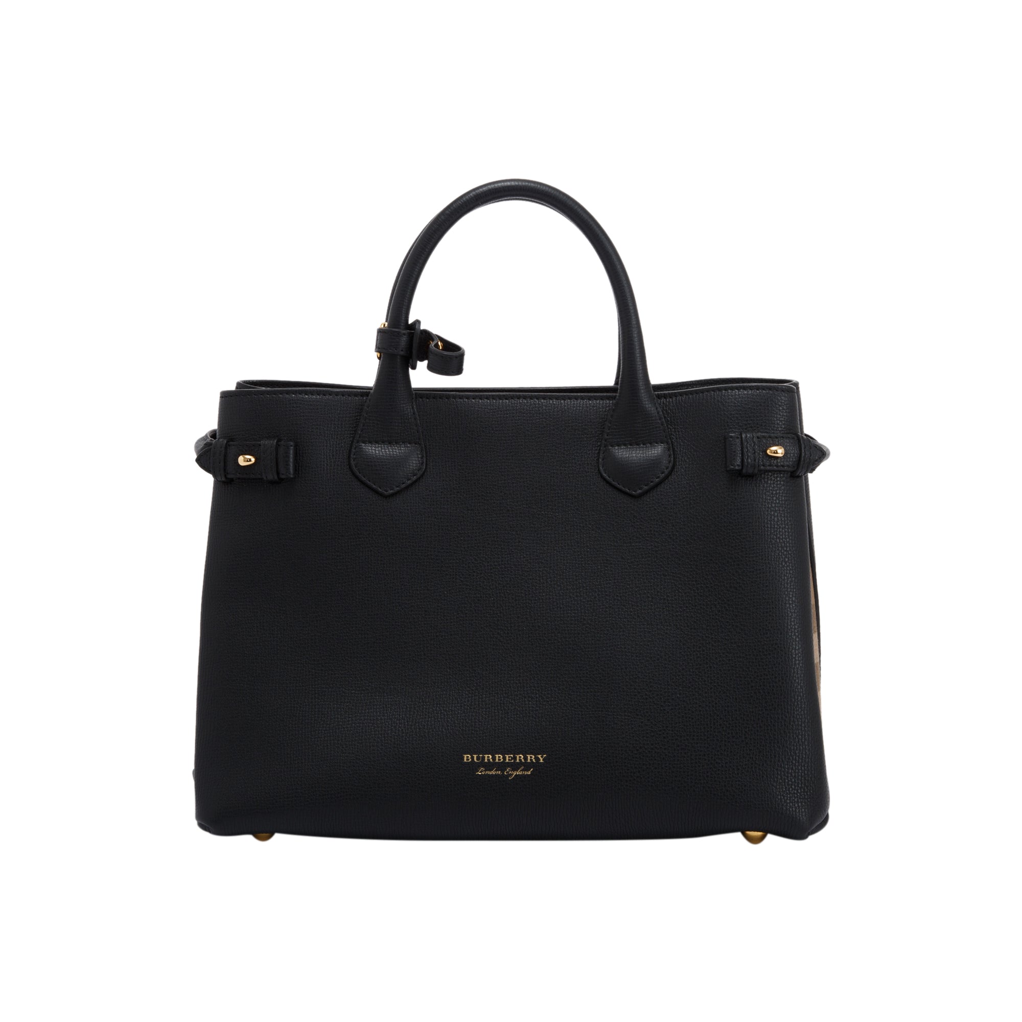 Burberry Leather & House Check Medium Banner Tote w/ Strap