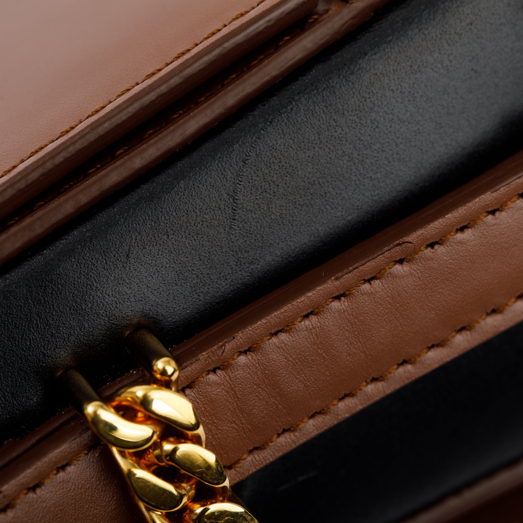 Burberry Malt Brown & Black Calfskin Leather Small Grace Bag w/ Box & Receipt