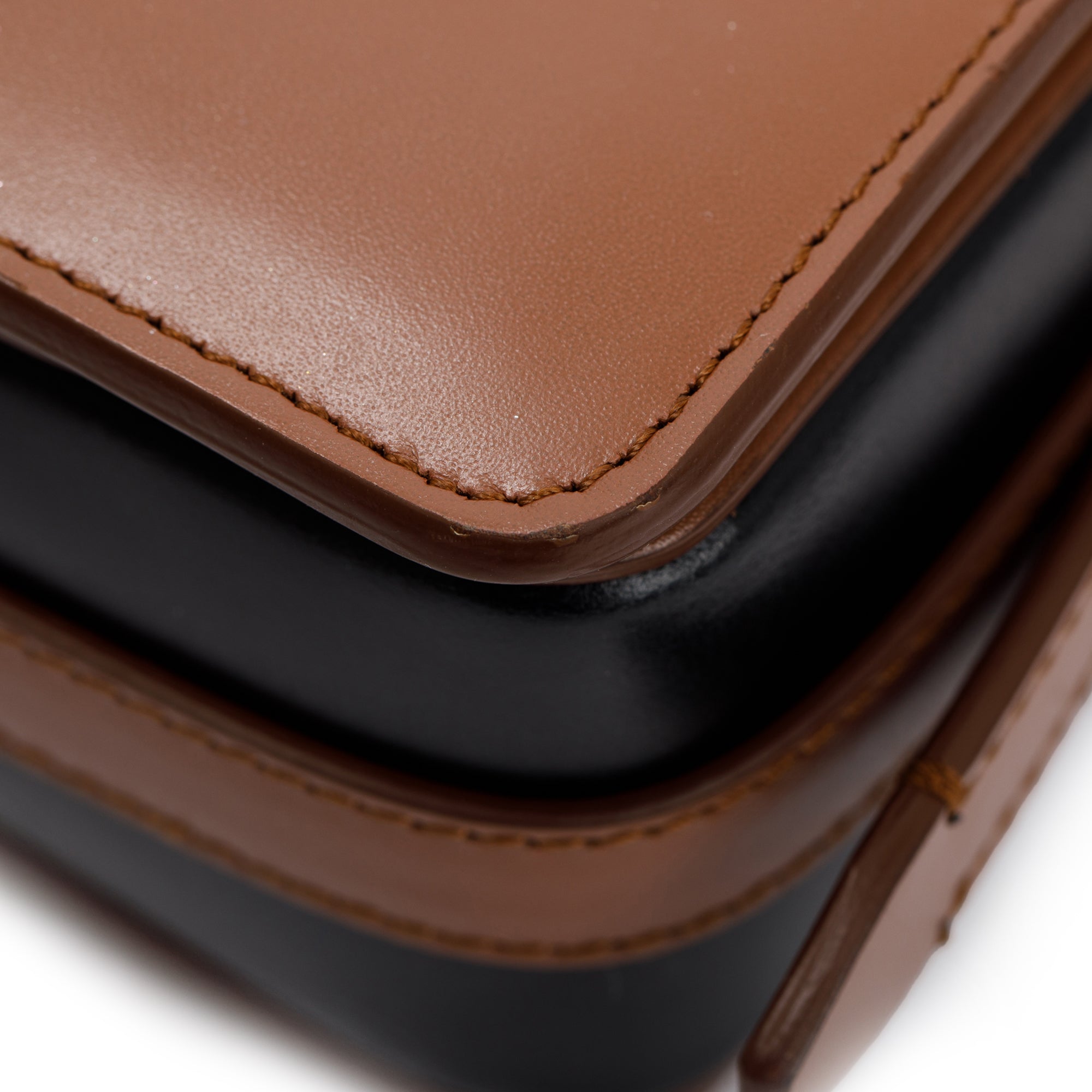 Burberry Malt Brown & Black Calfskin Leather Small Grace Bag w/ Box & Receipt