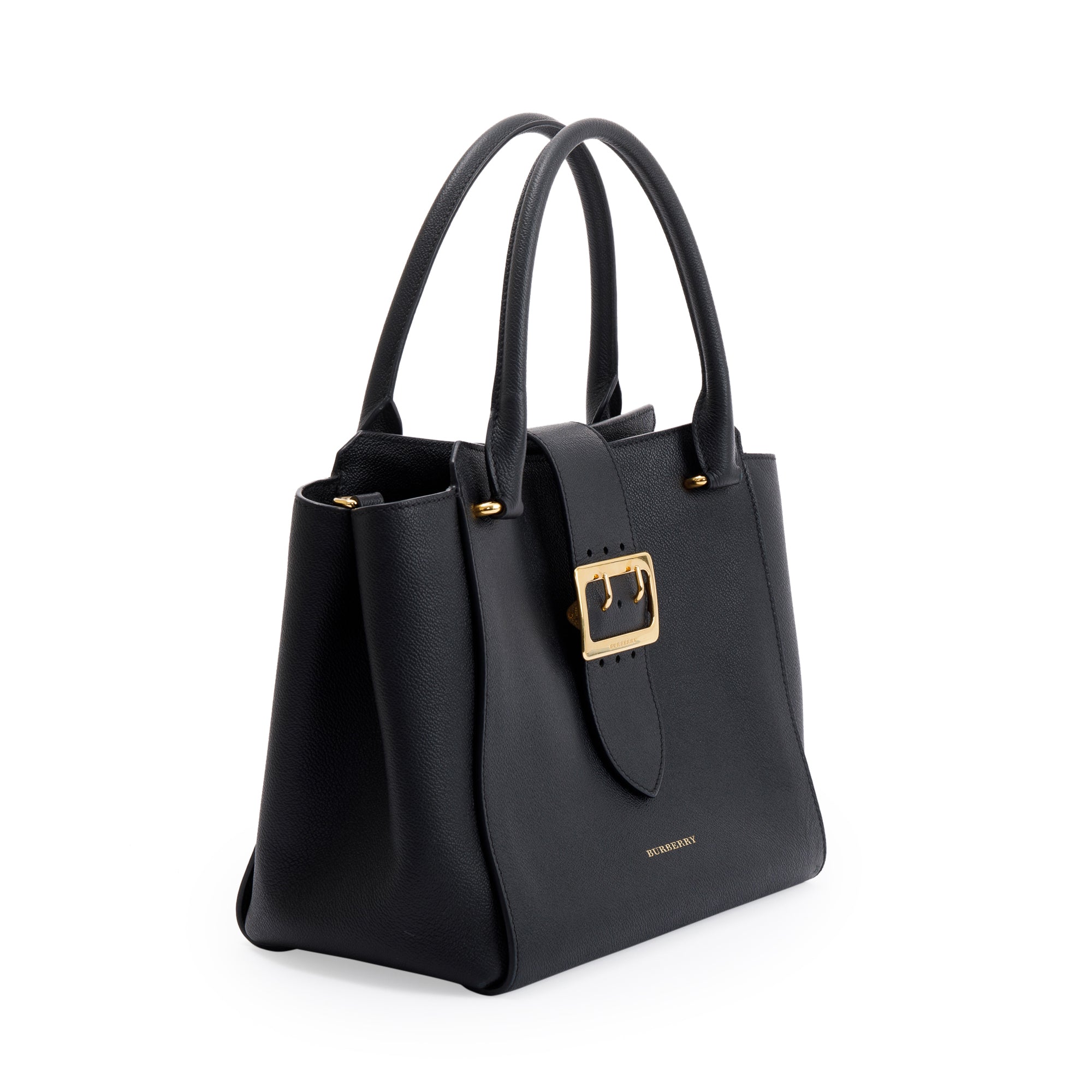 Burberry Medium Leather Buckle Tote w/ Strap