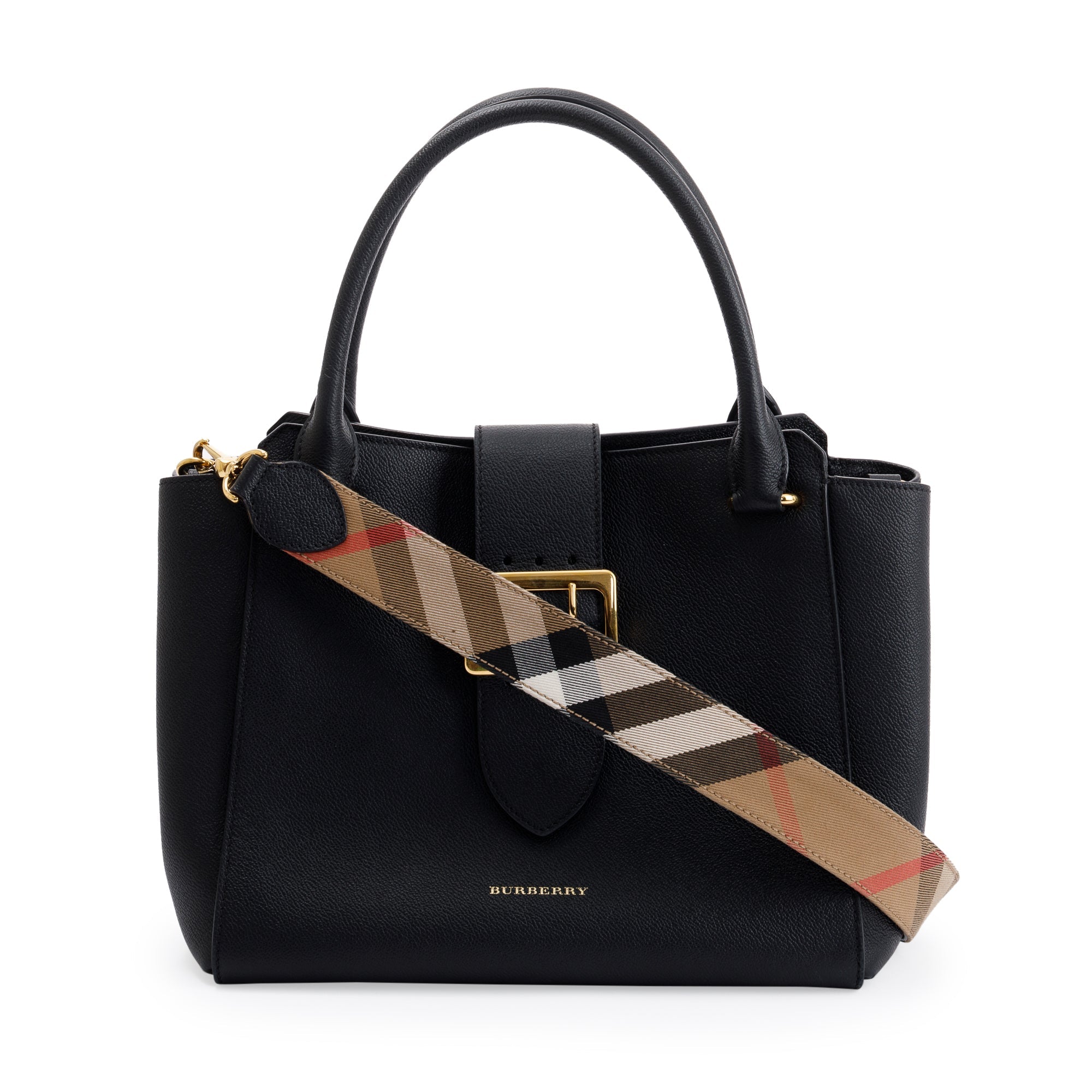 Burberry Medium Leather Buckle Tote w/ Strap