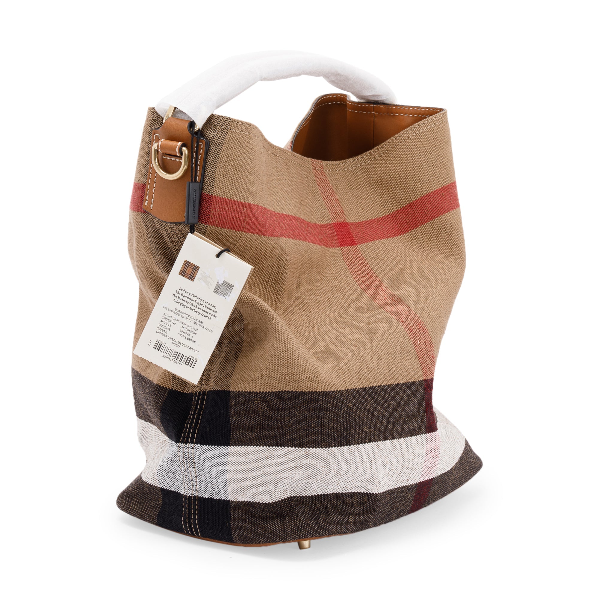 Burberry Mega Check Medium Ashby Hobo Bag w/ Strap