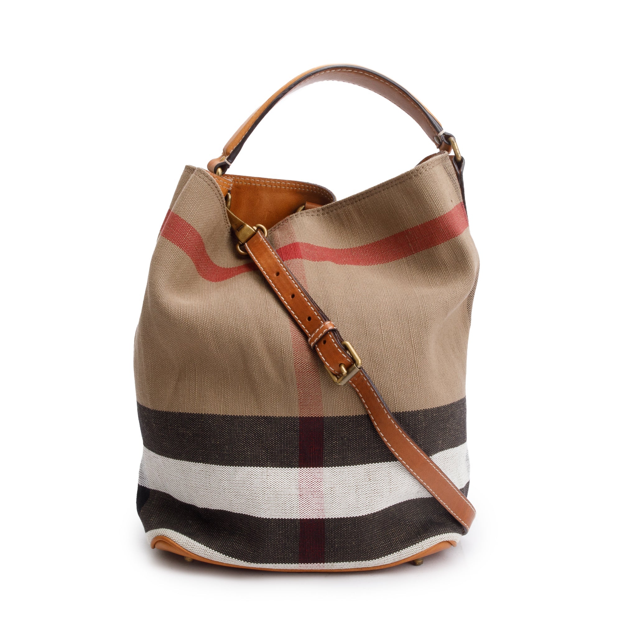 Burberry Mega Check Medium Ashby Hobo Bag w/ Strap & Pouch