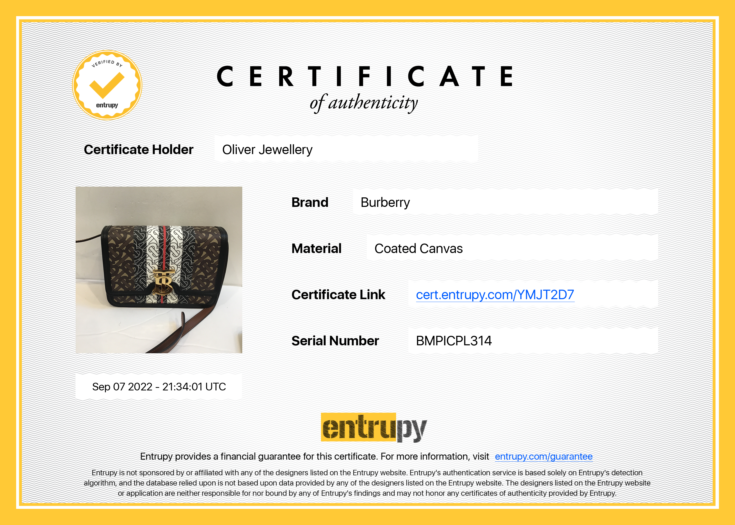 Burberry Monogram E-Canvas Small TB Flap Crossbody Bag