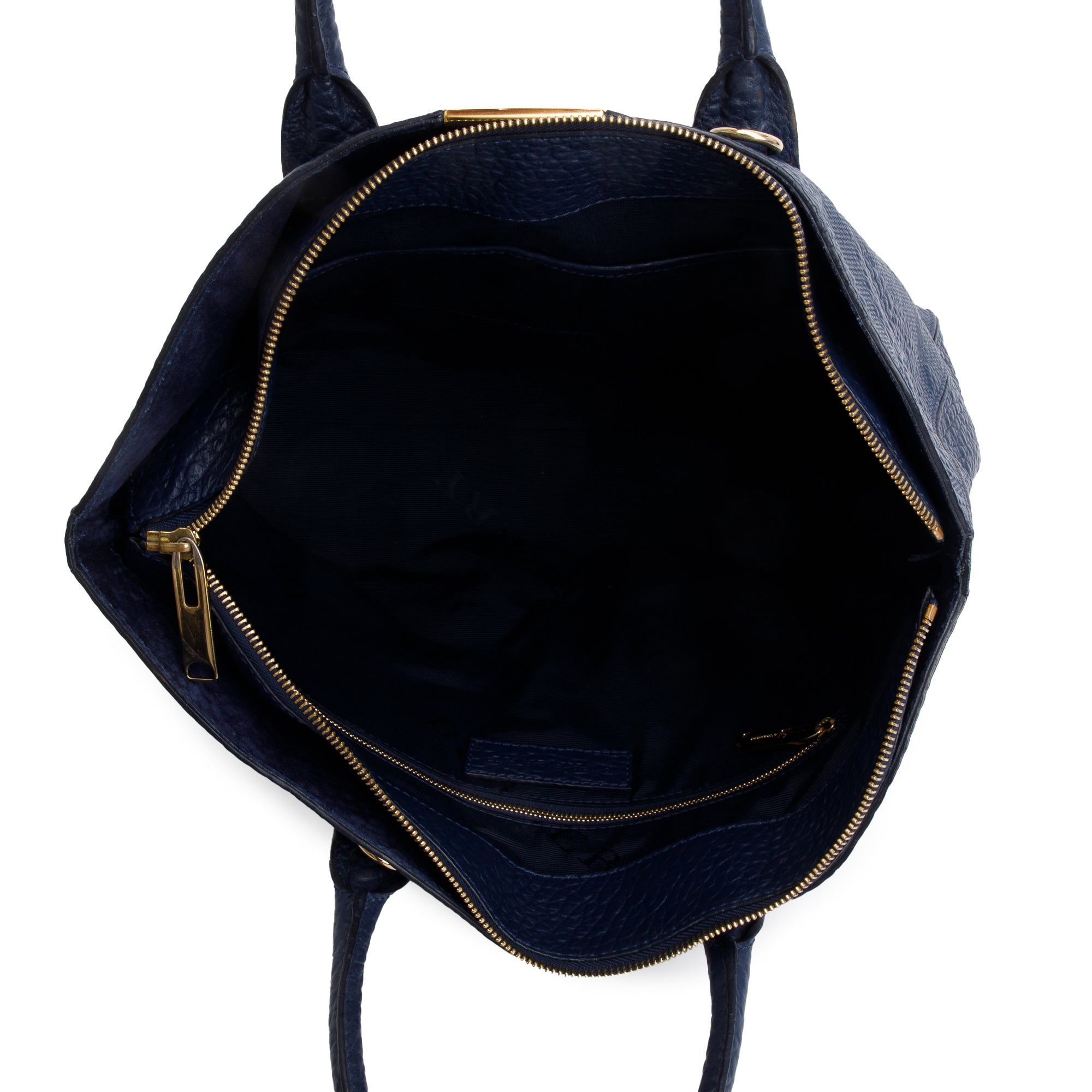 Burberry Navy Check Embossed Heritage Grain Leather Dewsbury Tote w/ Strap
