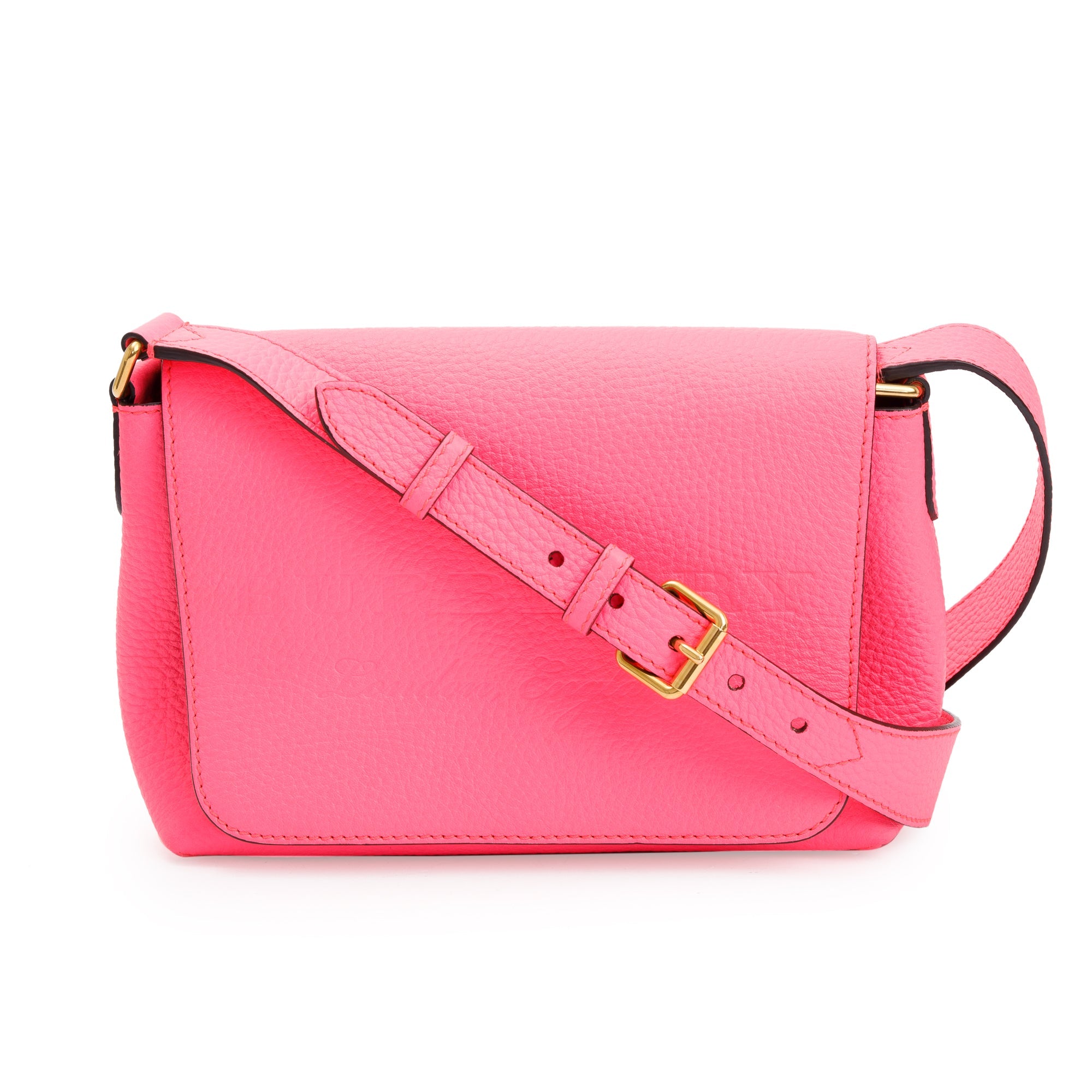 Burberry Neon Pink Calfskin Leather Small Burleigh Crossbody Bag
