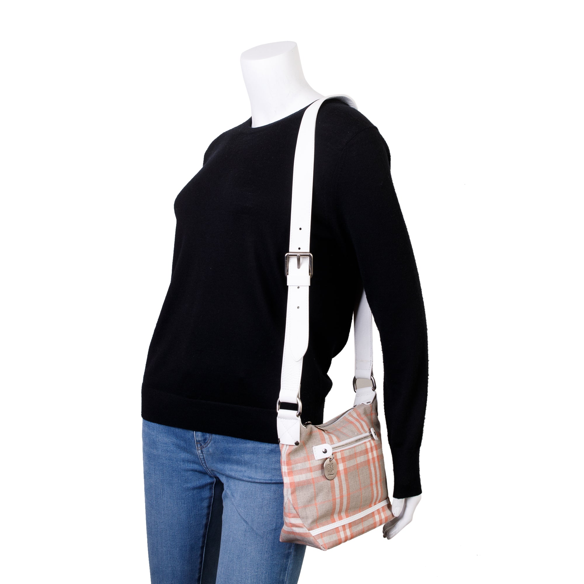 Burberry Neutral Check Canvas Small Crossbody Bag