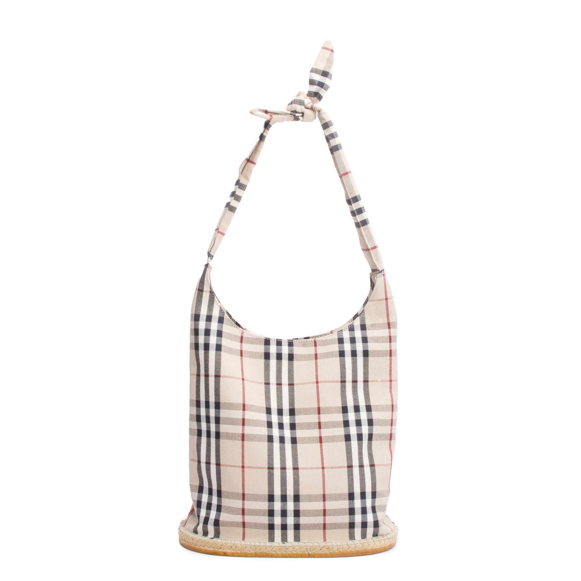 Burberry Nova Check Canvas Large Espadrille Hobo Bag