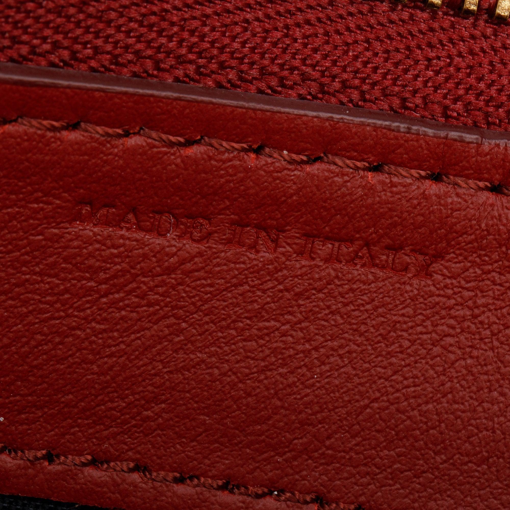 Burberry Nova Check Red Leather Trim Continental Zip Wallet