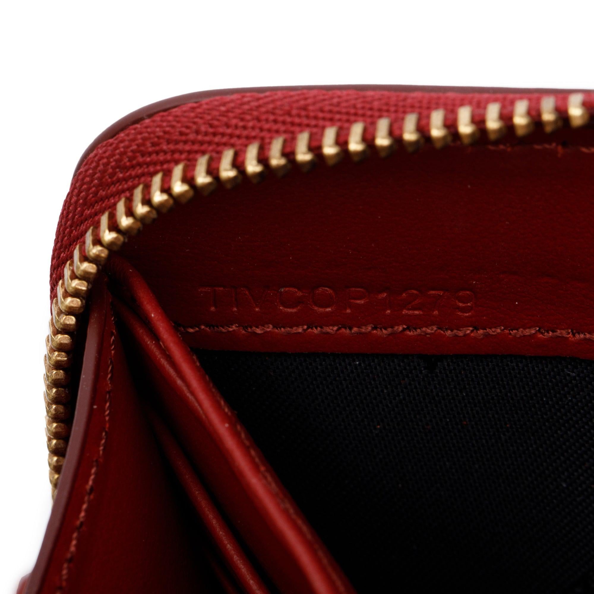 Burberry Nova Check Red Leather Trim Continental Zip Wallet