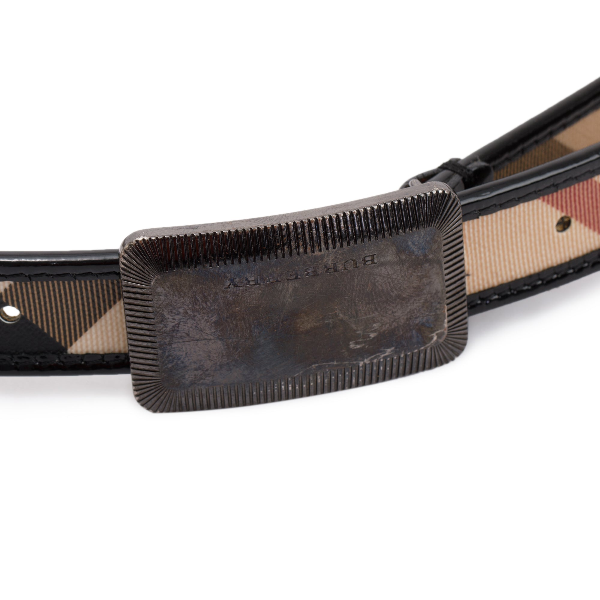 Burberry Nova Check and Leather Skinny Belt