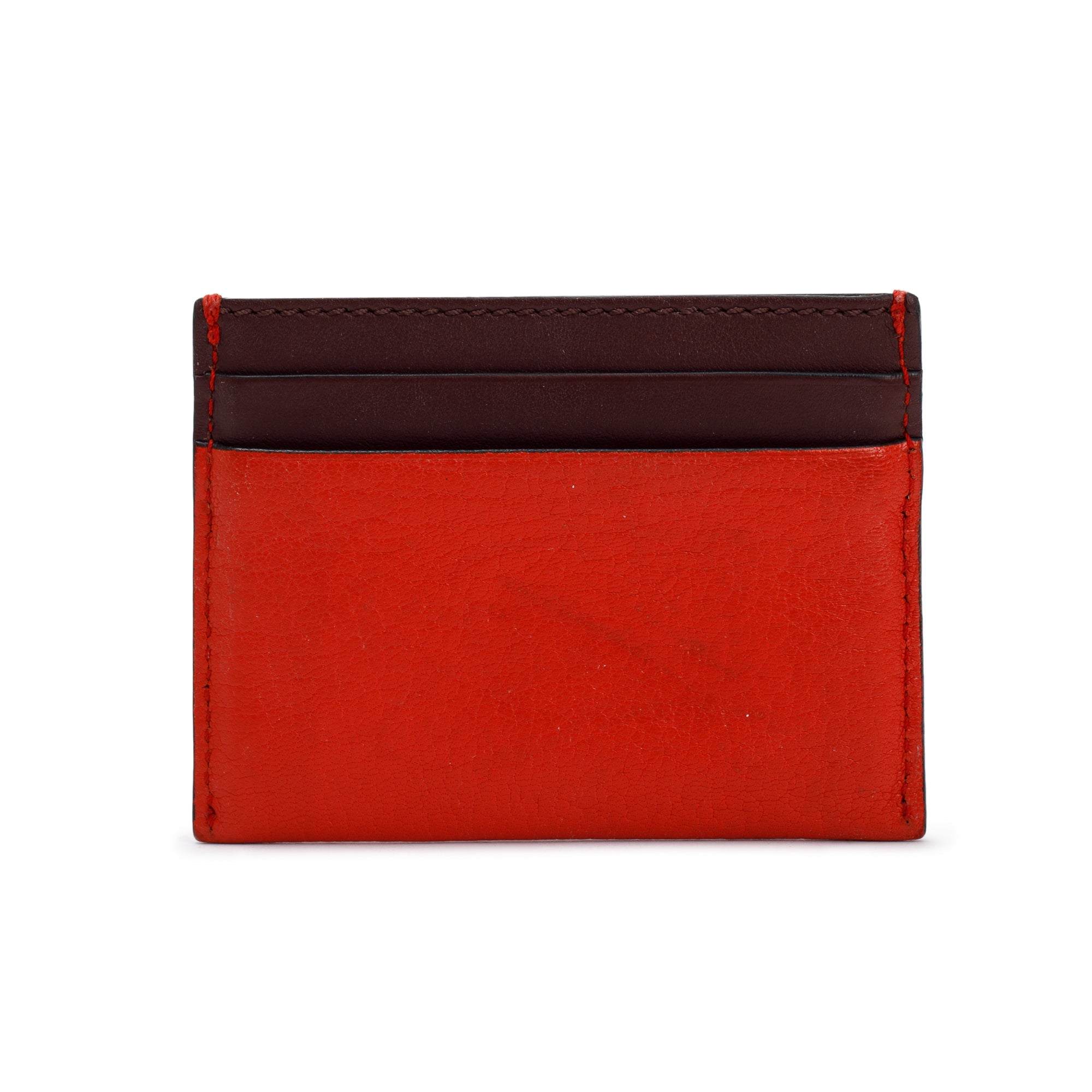 Burberry Orange/Burgundy Leather Card Holder