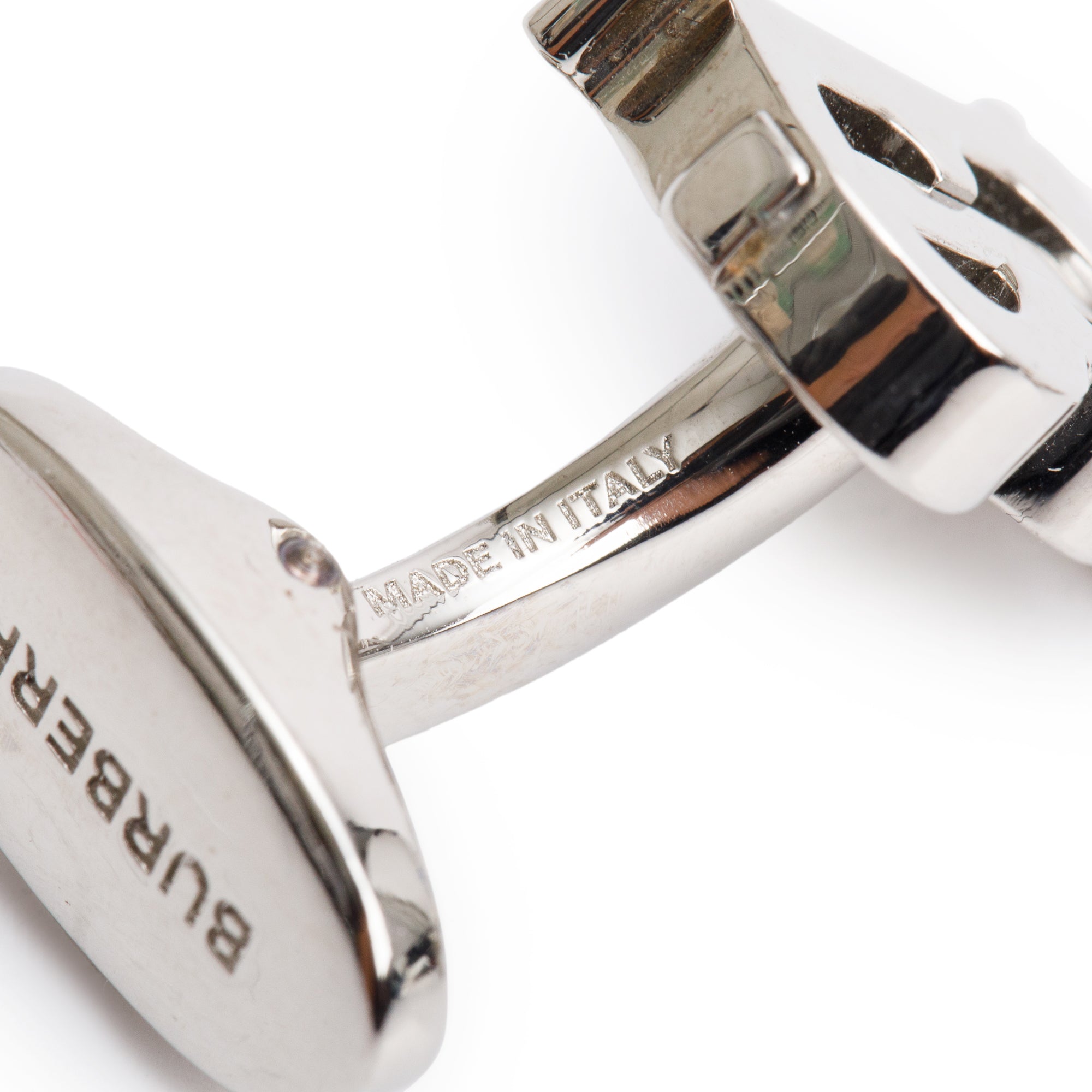 Burberry Palladium Plated TB Monogram Cufflinks w/ Box
