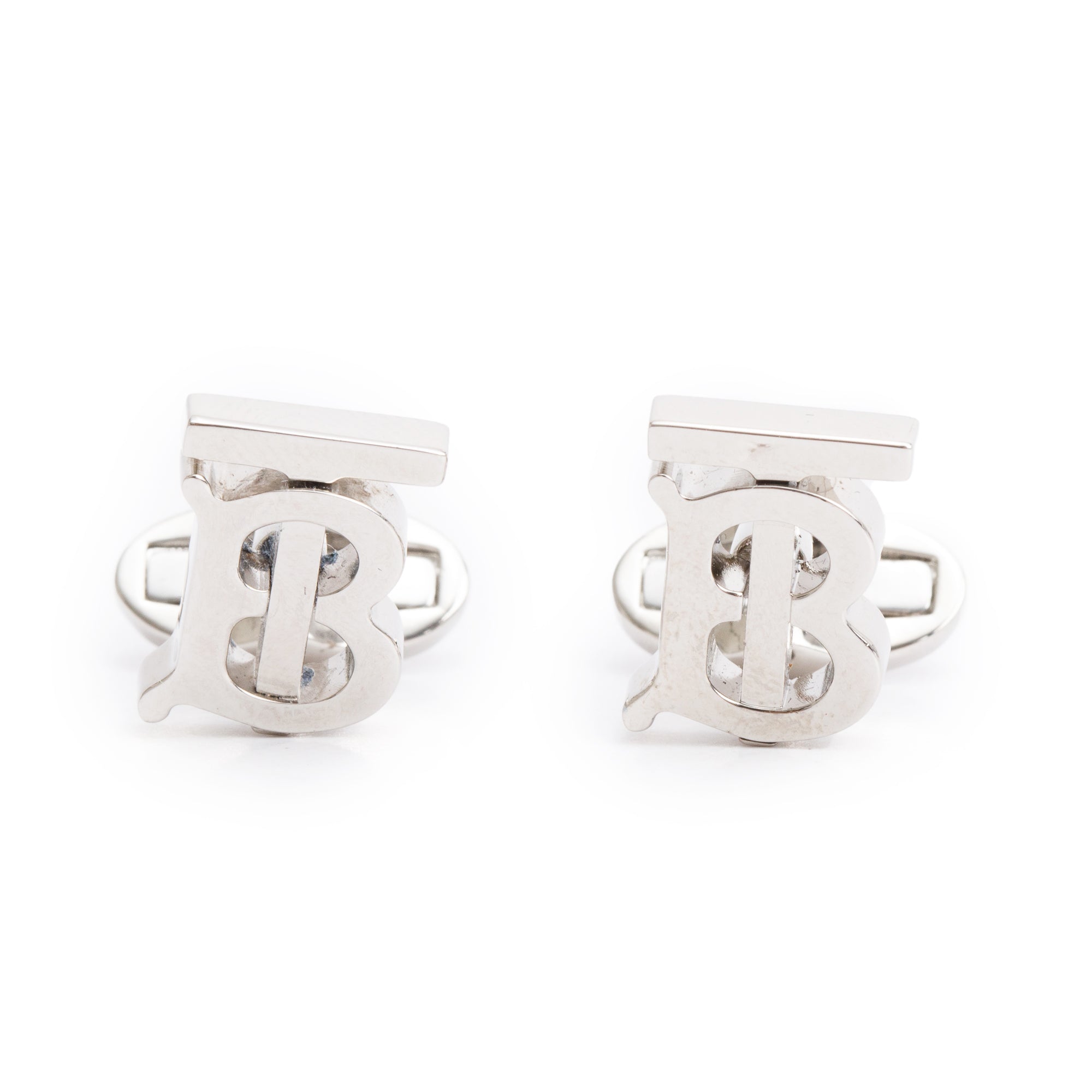 Burberry Palladium Plated TB Monogram Cufflinks w/ Box