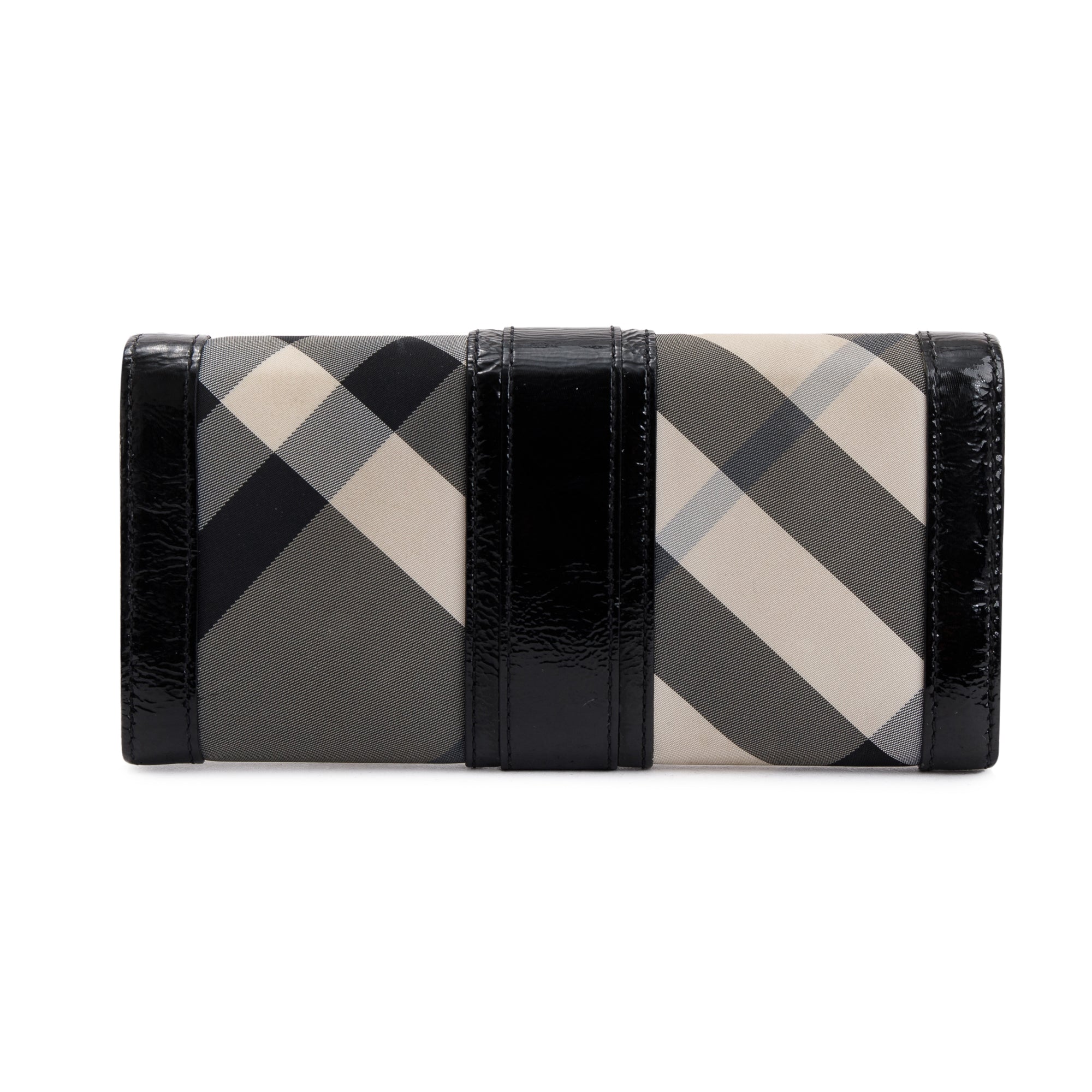 Burberry Patent Leather Trimmed Beat Check Continental Wallet