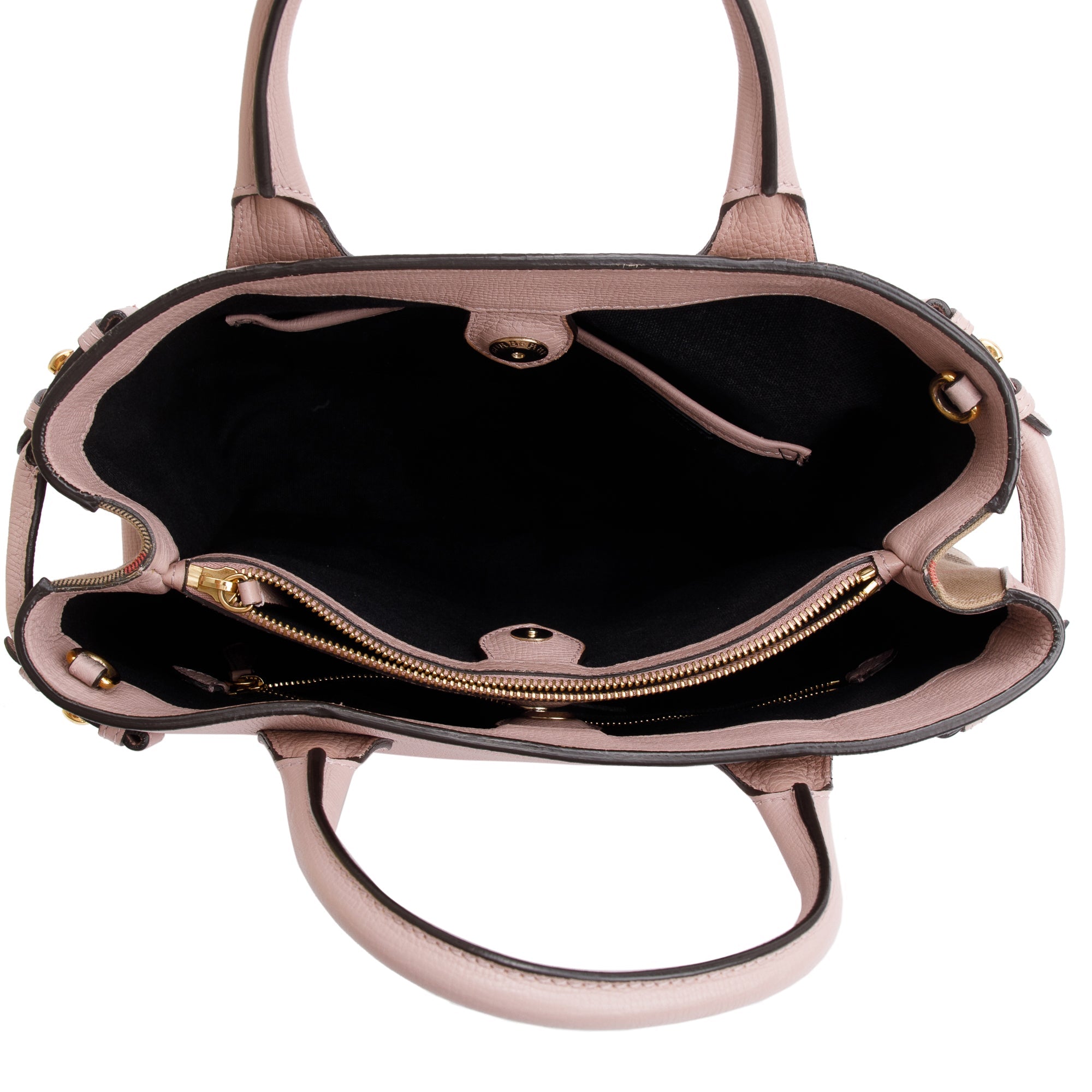 Burberry Pink Calfskin Leather House Check Medium Banner Tote w/ Strap